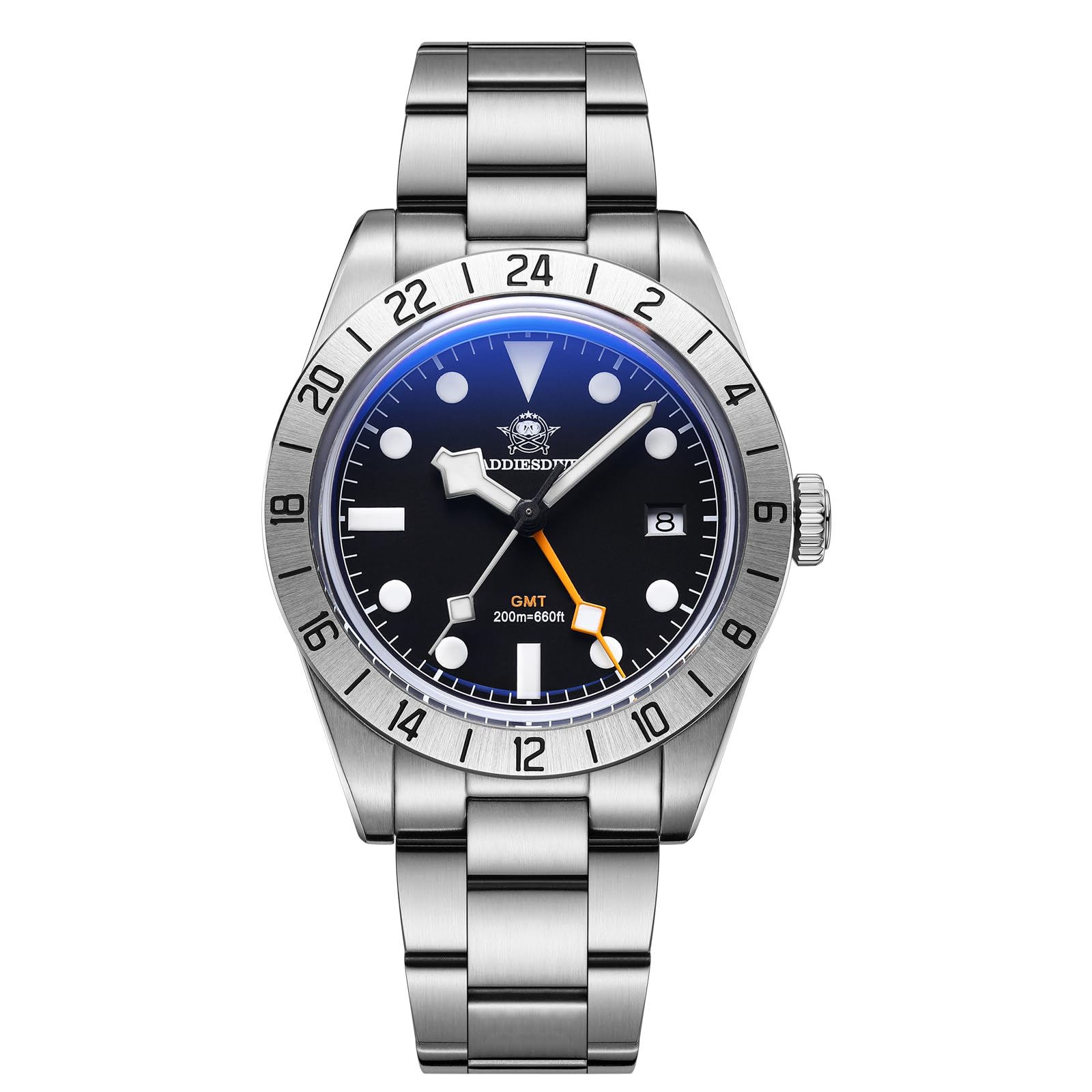 ADDIESDIVE Men's GMT Diver Watch - 200M Water Resistant, Luminous Analog Quartz Movement, Dual Time Zone Function | Perfect for Scuba Diving, Travel & Business Professionals
