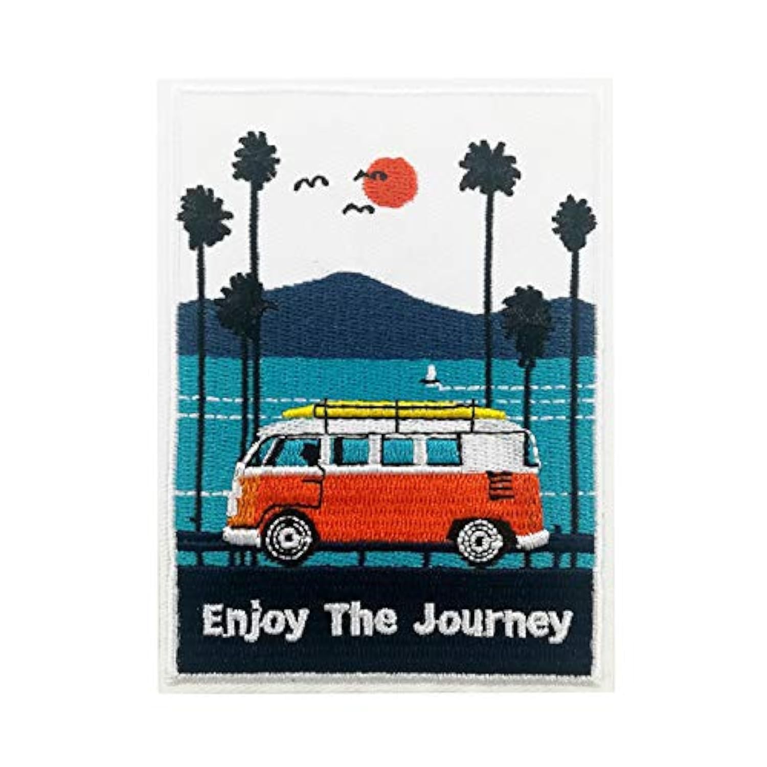 Classic Van with Surfboard Embroidered Iron On Sew On Patch for Jackets, Bags & DIY Crafts - Vintage Style Applique for Clothing & Accessories
