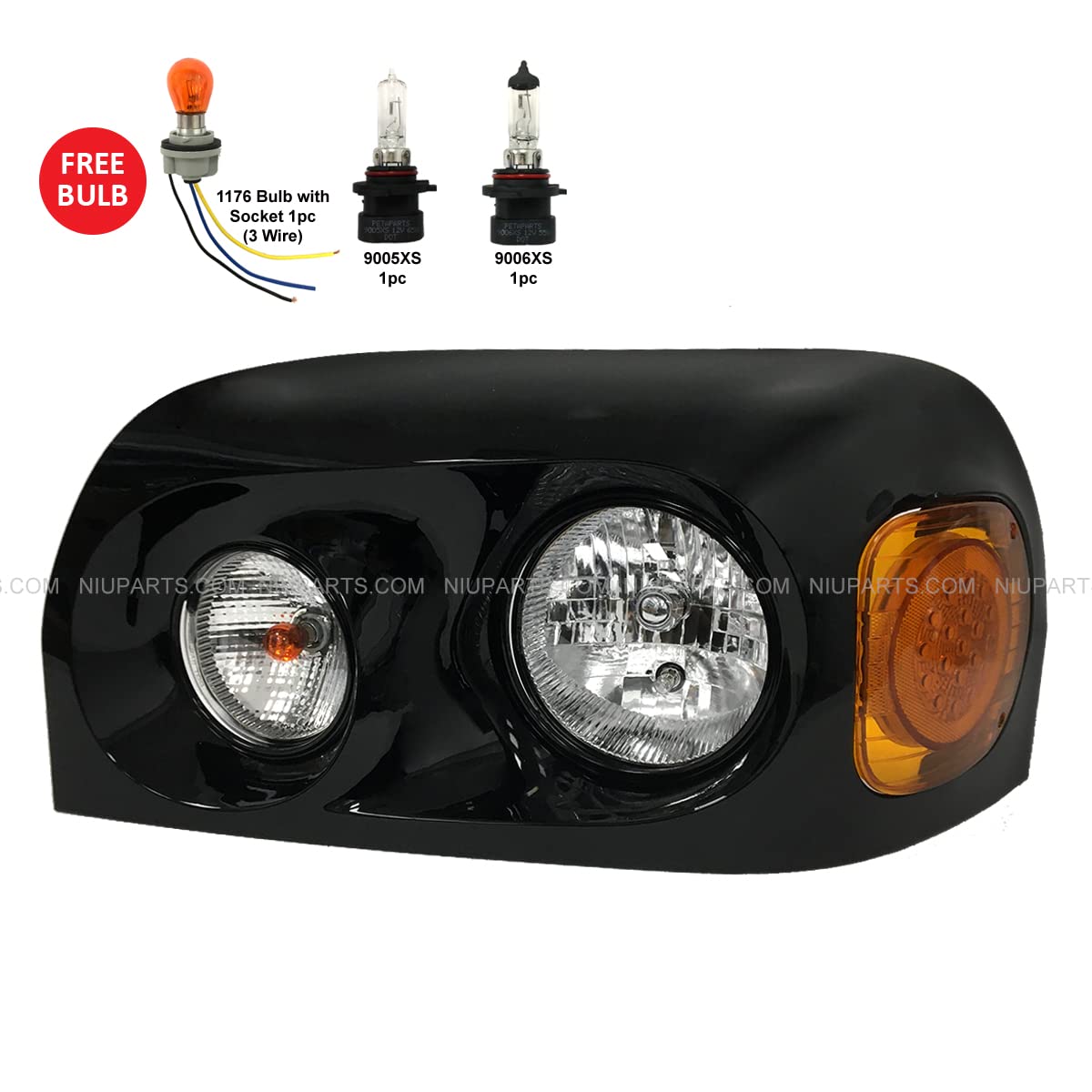 Freightliner Century 2004-2015 LED Headlight Assembly - Black Driver Side with Corner Lamp | Replacement Headlamp for Improved Night Visibility | Perfect for Truck Upgrades & Road Safety