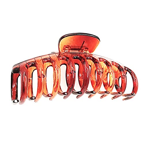 4.3 Inch Non-Slip Big Hair Claw Clip for Women & Girls - Strong Hold Plastic Jumbo Hair Clips for Thick Hair, French Design Hair Styling Accessories (Coffee Color) - Perfect for Work, Gym & Everyday Hairstyles