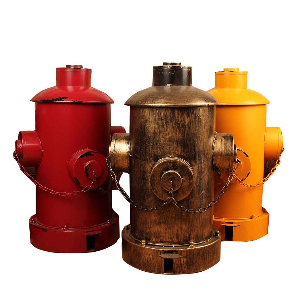 QIFFIY Retro Industrial Pedal Trash Can - Wrought Iron Fire Hydrant Shape Garbage Bin for Restaurant, Bar & Home Decor - Yellow (Ideal for Kitchen, Office, Commercial Spaces & Vintage Style Interiors)