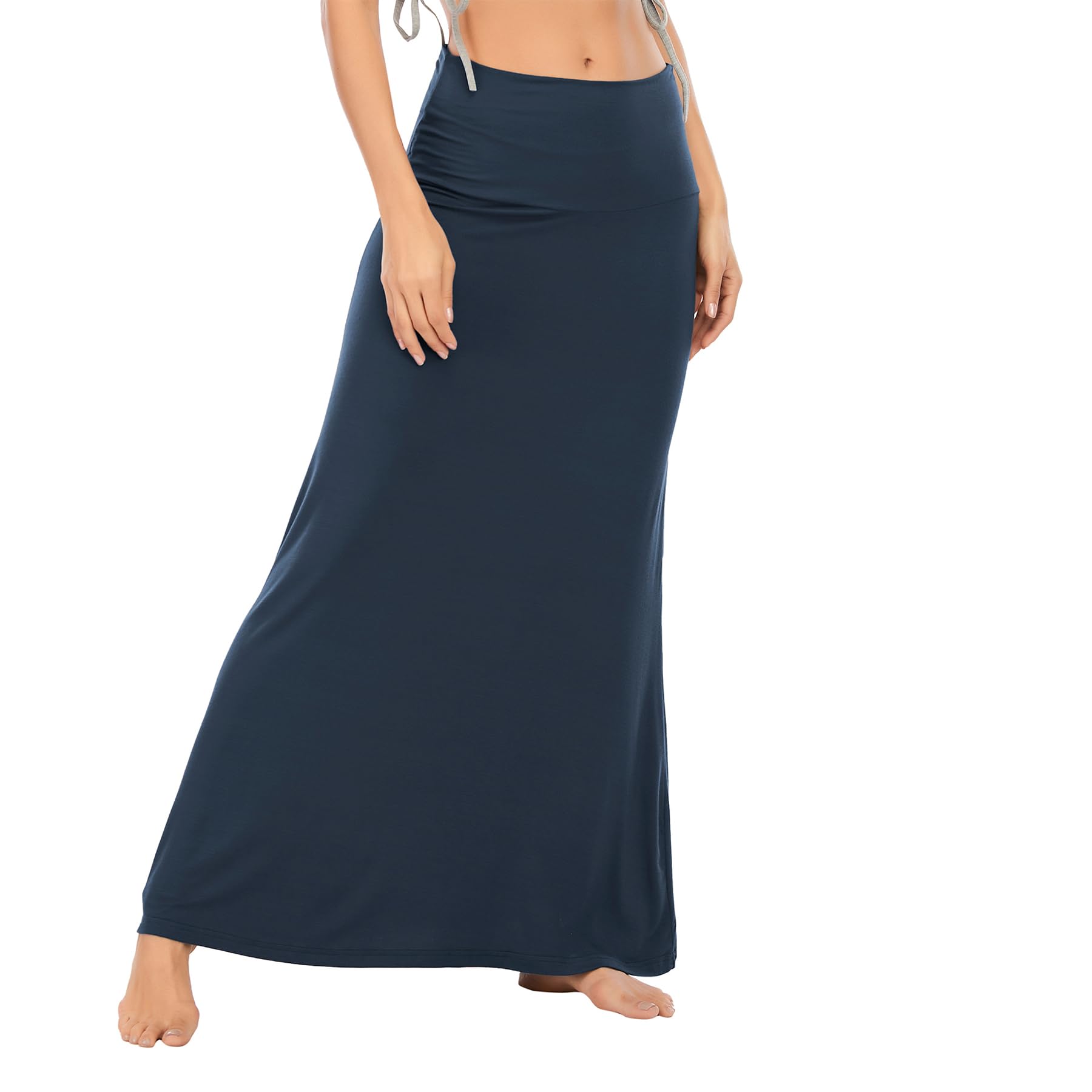 Zando Women's High Waisted Maxi Skirt - Trendy Flared Stretchy Long Skirt with Floral Print for Casual Wear, Workout & Office | Perfect for Summer, Beach & Special Occasions