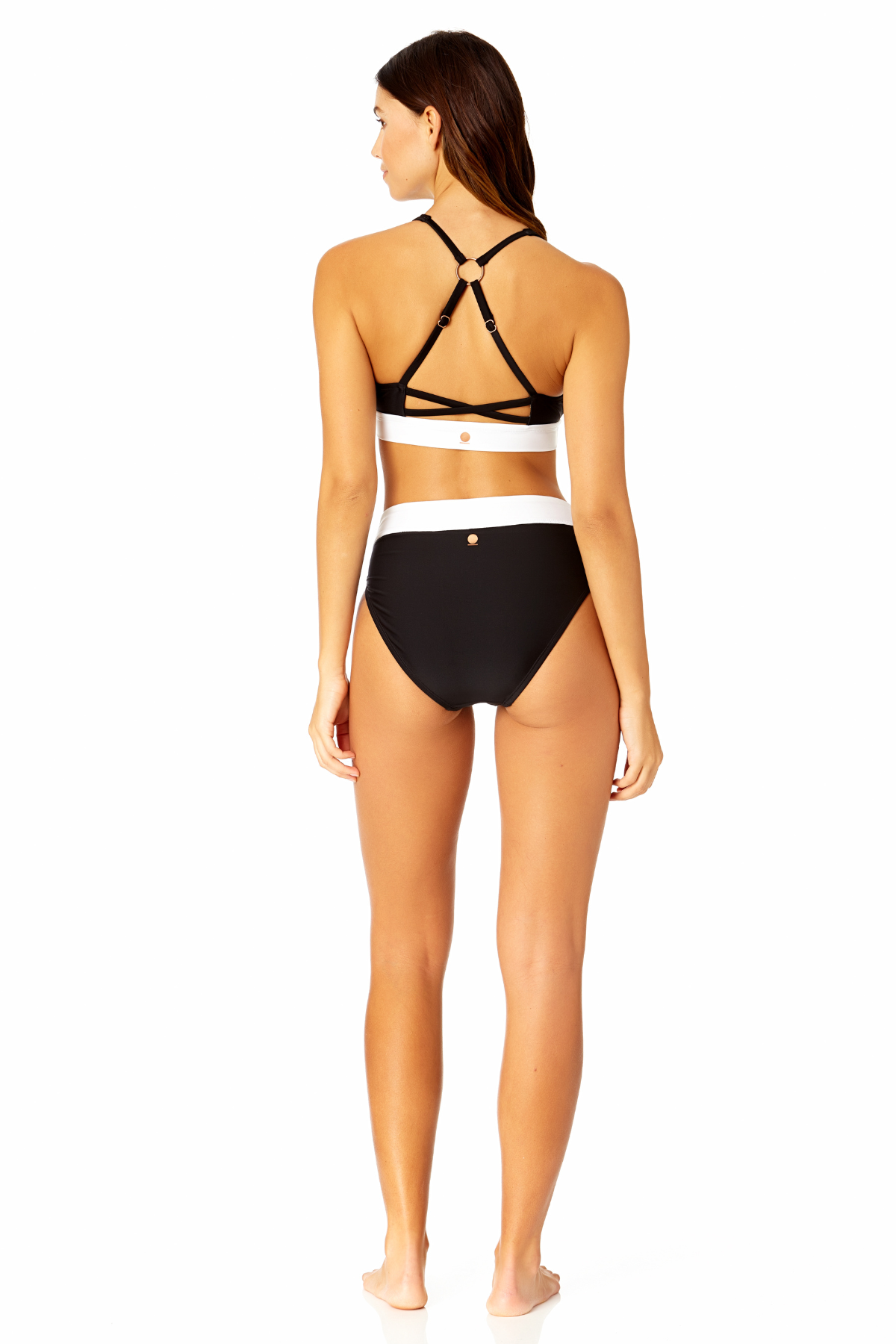 Women's Colorblock Zip Longline Bra Swim Top - High Support Bathing Suit for Surfing, Swimming & Beach Activities