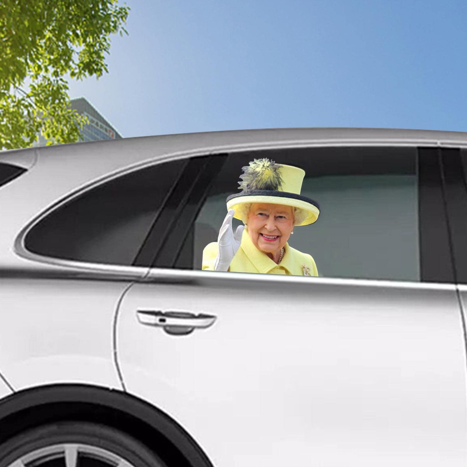 Funny Queen Elizabeth Car Window Decal - Personalized Vehicle Sticker for Cars, Trucks & SUVs | Perfect for Royal Fans, British Humor & Window Decorations