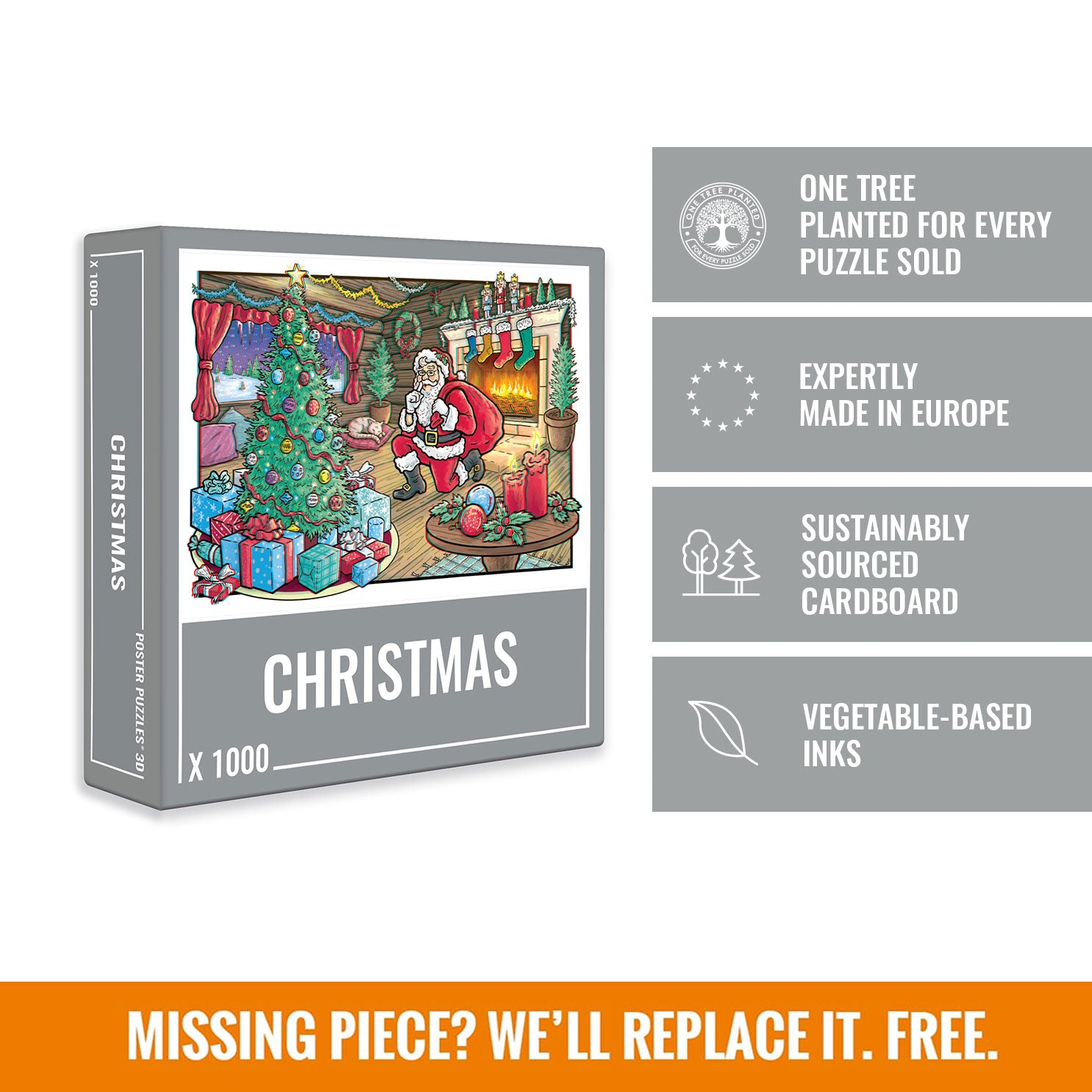 Christmas 3D Jigsaw Puzzle - 1000 Piece Holiday Puzzle for Adults & Families | Perfect for Winter Decor, Gift Giving & Family Bonding Activities