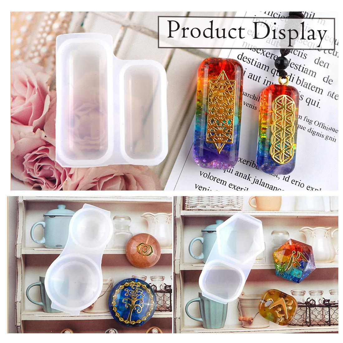 4-Piece Merkaba Resin Molds Set - Orgone Style Silicone Molds for Epoxy Resin Jewelry Making, DIY Pendant & Necklace Crafting - Perfect for Crystal Healing Jewelry, Spiritual Gifts, and Resin Art Projects