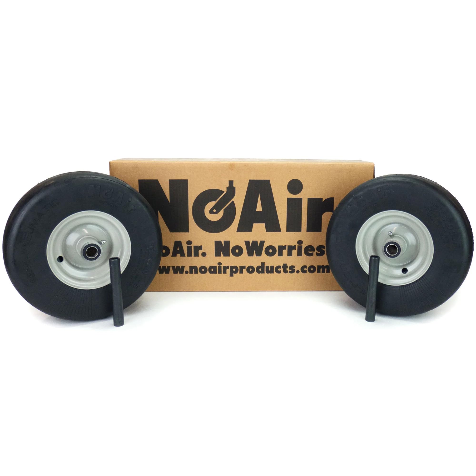 NoAir® 2-Pack 11x4.00-5 Flat Free Tire Assemblies - Fits Gravely & Ariens Lawn Mowers (Model 07100124) - Perfect for Zero-Turn Mowers, Commercial Landscaping & Heavy-Duty Yard Work