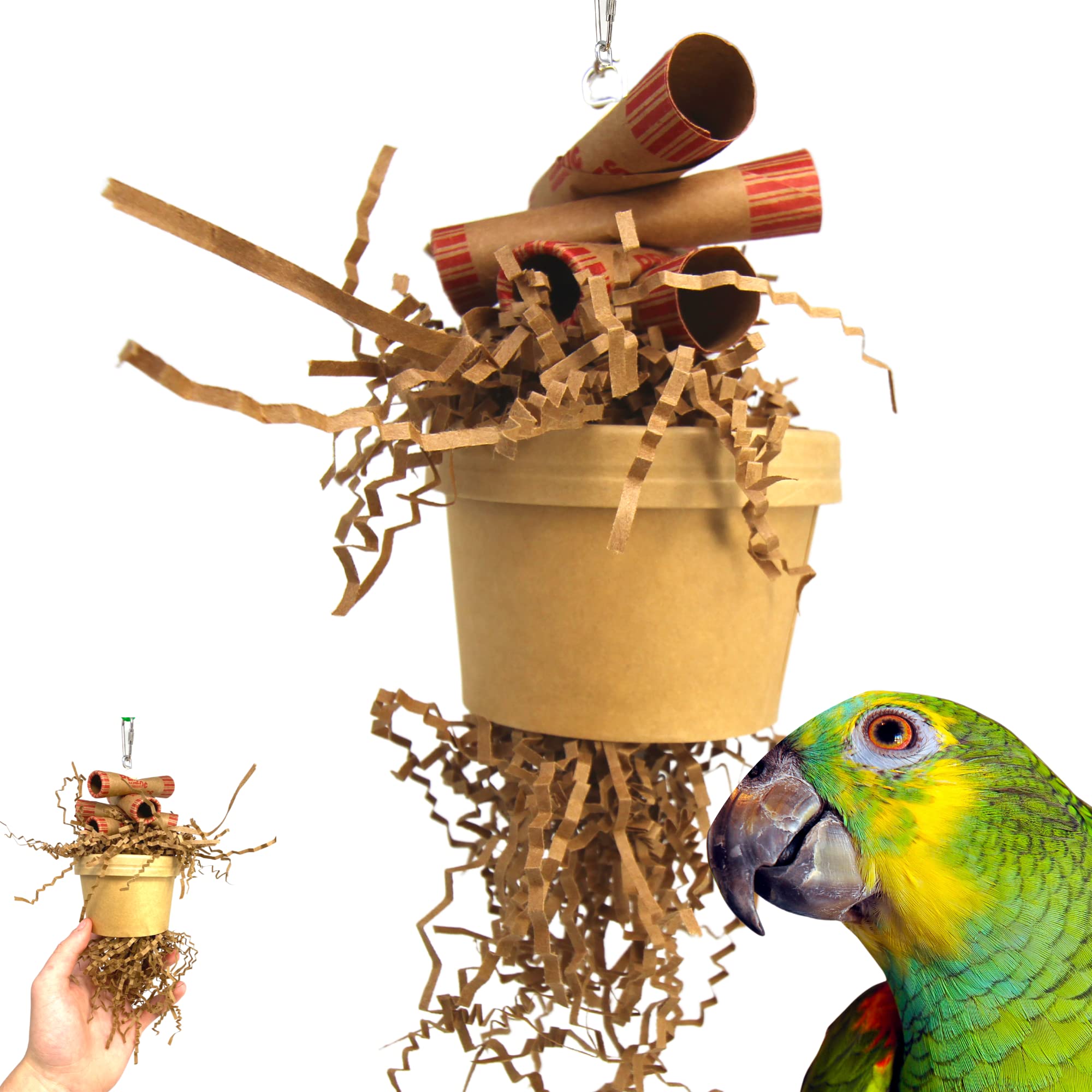 Bonka Bird Toys 3868 Money Pot - Small & Medium Foraging Toy with Treat Box, Chewable Paper & Coin Tube - Perfect for Cockatiels, Parakeets, Conures & Similar Birds - Stimulate Natural Foraging & Play Behavior