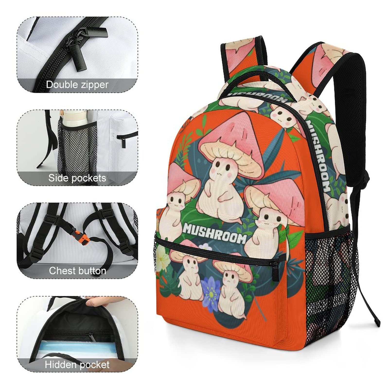 Fashion Mushroom Backpack for School, Travel & Laptop - Men, Women, Teens