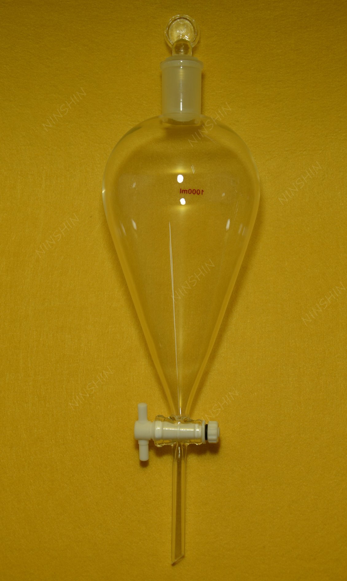 24/40 1000ml Pear-Shaped Separatory Funnel with PTFE Stopcock - Premium Borosilicate Glassware for Chemical Lab Extraction & Liquid Separation