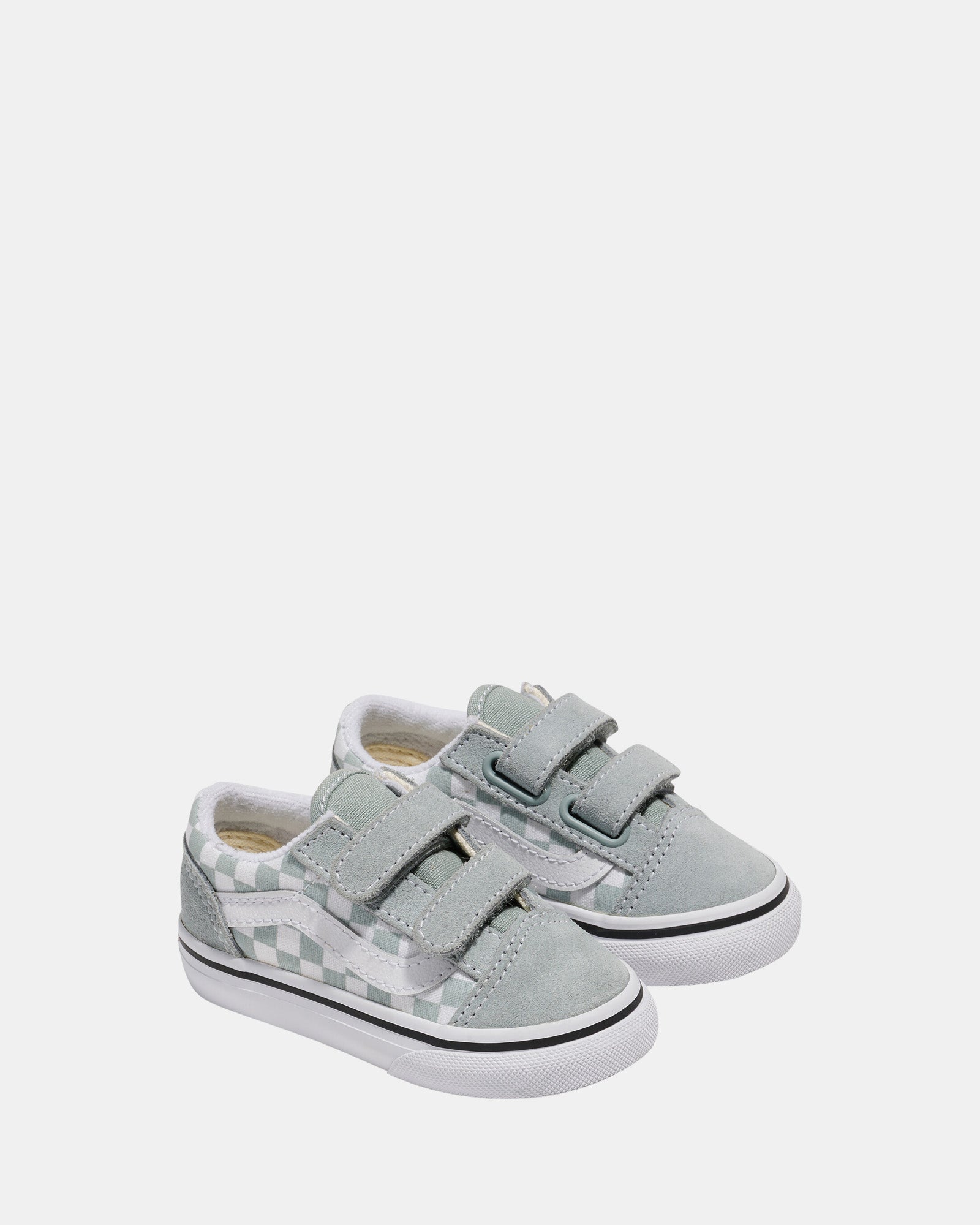 Vans Old Skool V Check Infant Sneakers - Pure Grey - Classic Skate Shoes for Toddlers & Babies - Perfect for Playdates, Daycare & Casual Outings