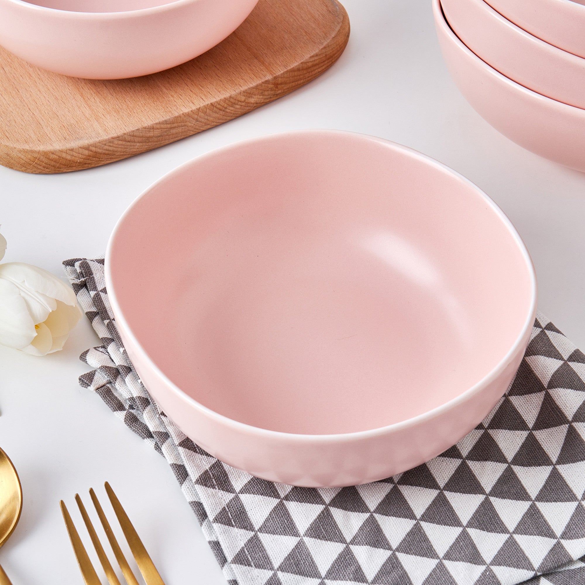 Delilah Porcelain Bowl Set - 6-Piece Dinnerware Set for Soup, Salad & Dessert | Elegant & Durable for Everyday Use & Entertaining