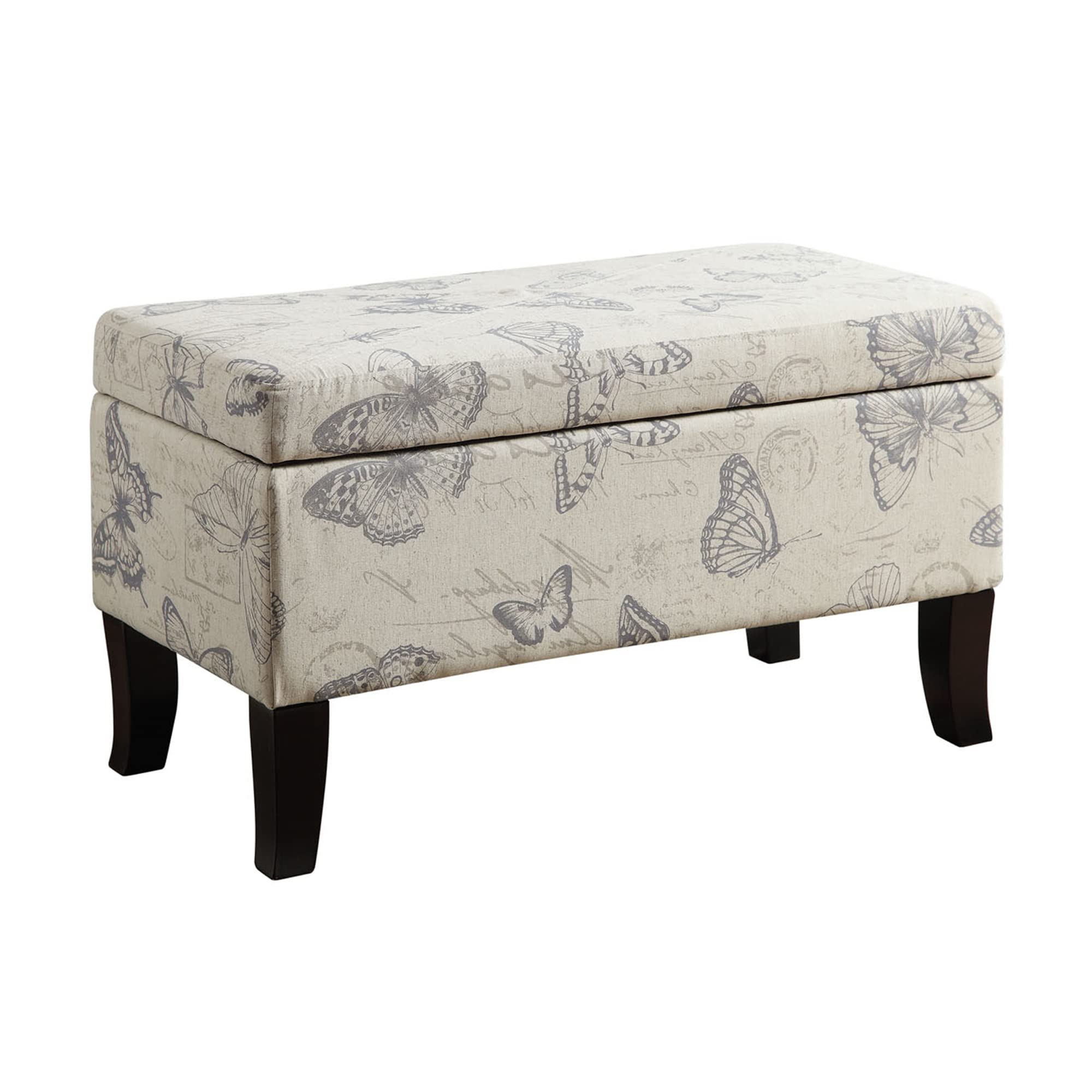Convenience Concepts Designs4Comfort Winslow Storage Ottoman with Butterfly Fabric - Versatile Footrest, Coffee Table & Hidden Storage for Living Room, Bedroom & Office