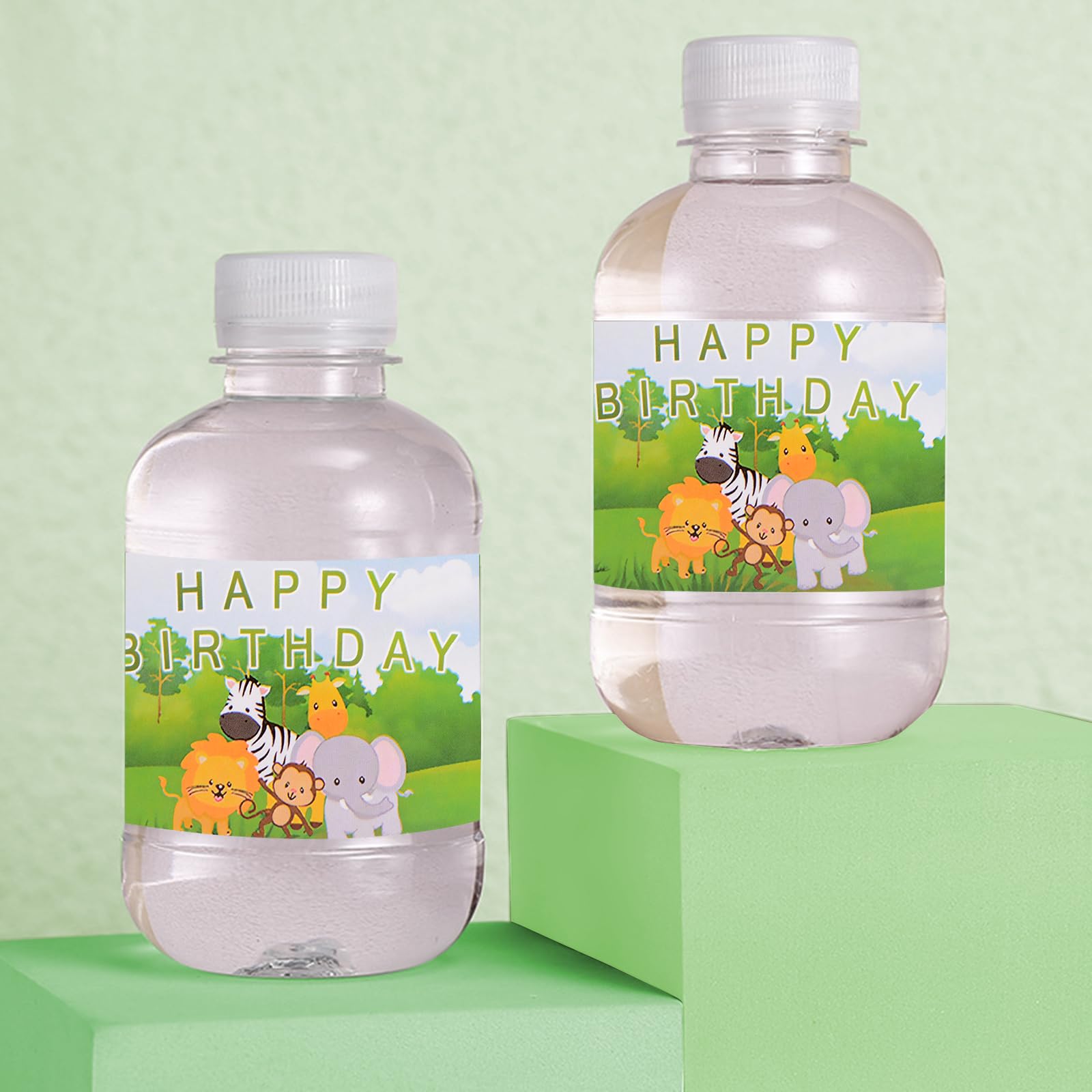 48 Pcs Jungle Animal Water Bottle Labels - Waterproof Birthday Party Decorations for Kids, Baby Shower Favors, Boy & Girl Party Supplies - Perfect for Birthday Parties, Baby Showers, School Events & Classroom Activities