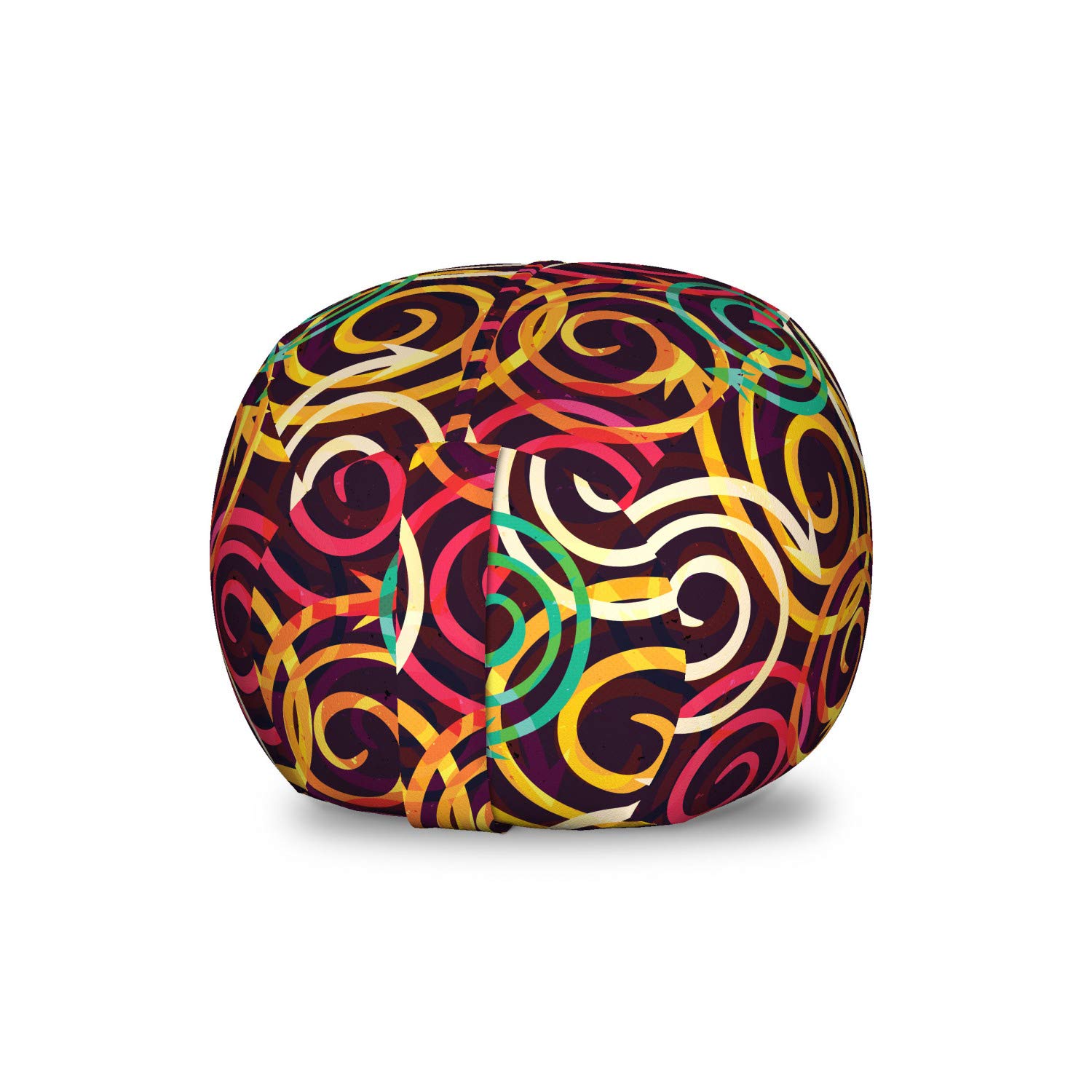 Ambesonne Abstract Spiral Arrow Toy Storage Bag Chair - Vibrant Retro Graffiti Pattern, Washable Stuffed Animal Organizer (Small, Multicolor) - Perfect for Kids' Room, Playroom & Nursery Organization