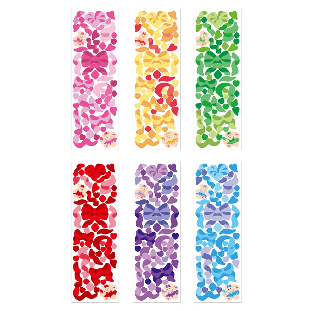 VALICLUD 6pcs DIY Bowknot Stickers - Decorative Ribbon Bow Pattern Decals for Laptop, Suitcase, Skateboard - Korean Style Stationery Stickers for Kids & Adults - Perfect for Scrapbooking, Journaling & DIY Crafts