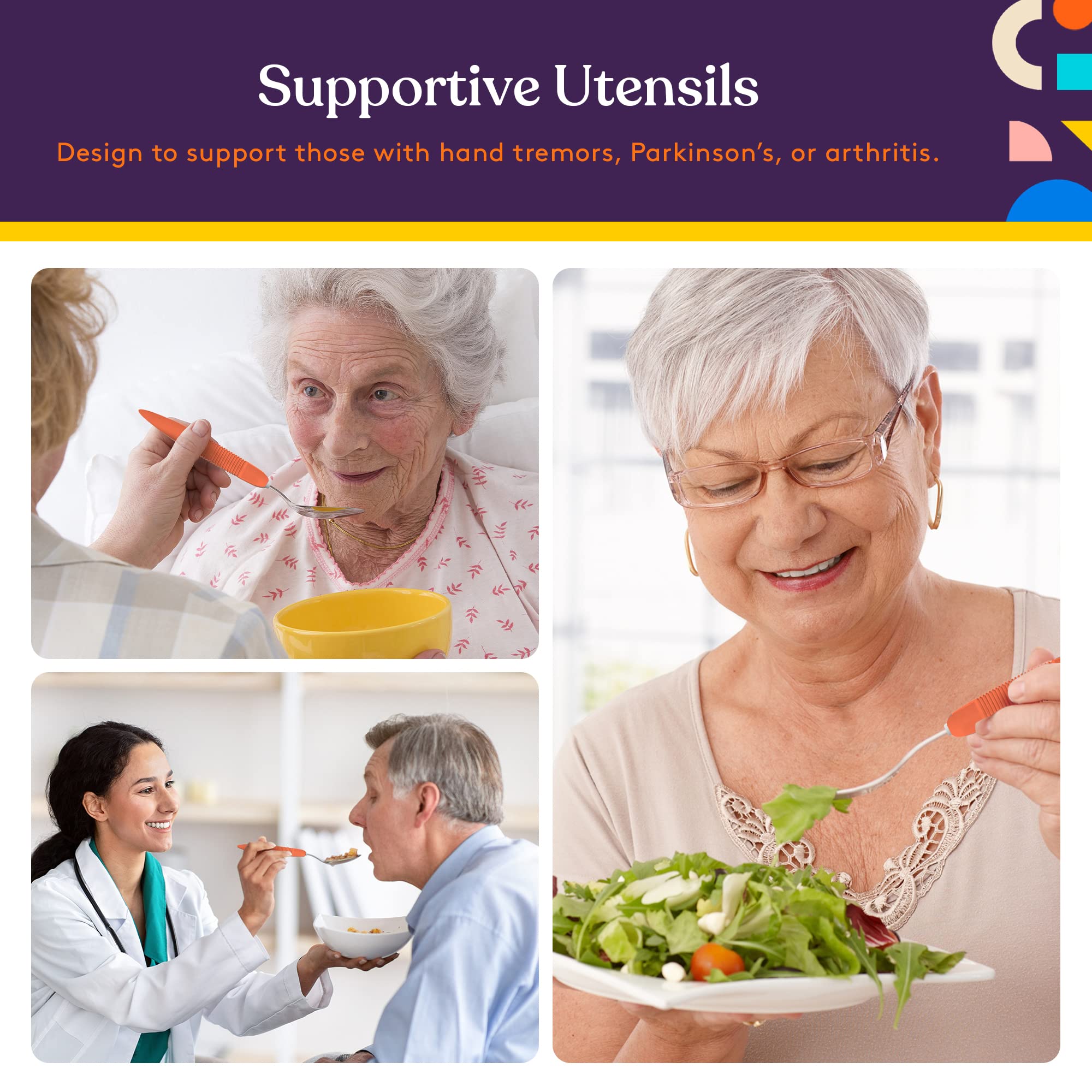 Special Supplies Adaptive Utensils (5-Piece Kitchen Set) - Wide Non-Slip Handles for Hand Tremors, Arthritis & Parkinson’s - Stainless Steel Knives, Forks & Spoons - Elderly & Disabled Friendly - Perfect for Daily Meals & Assisted Living
