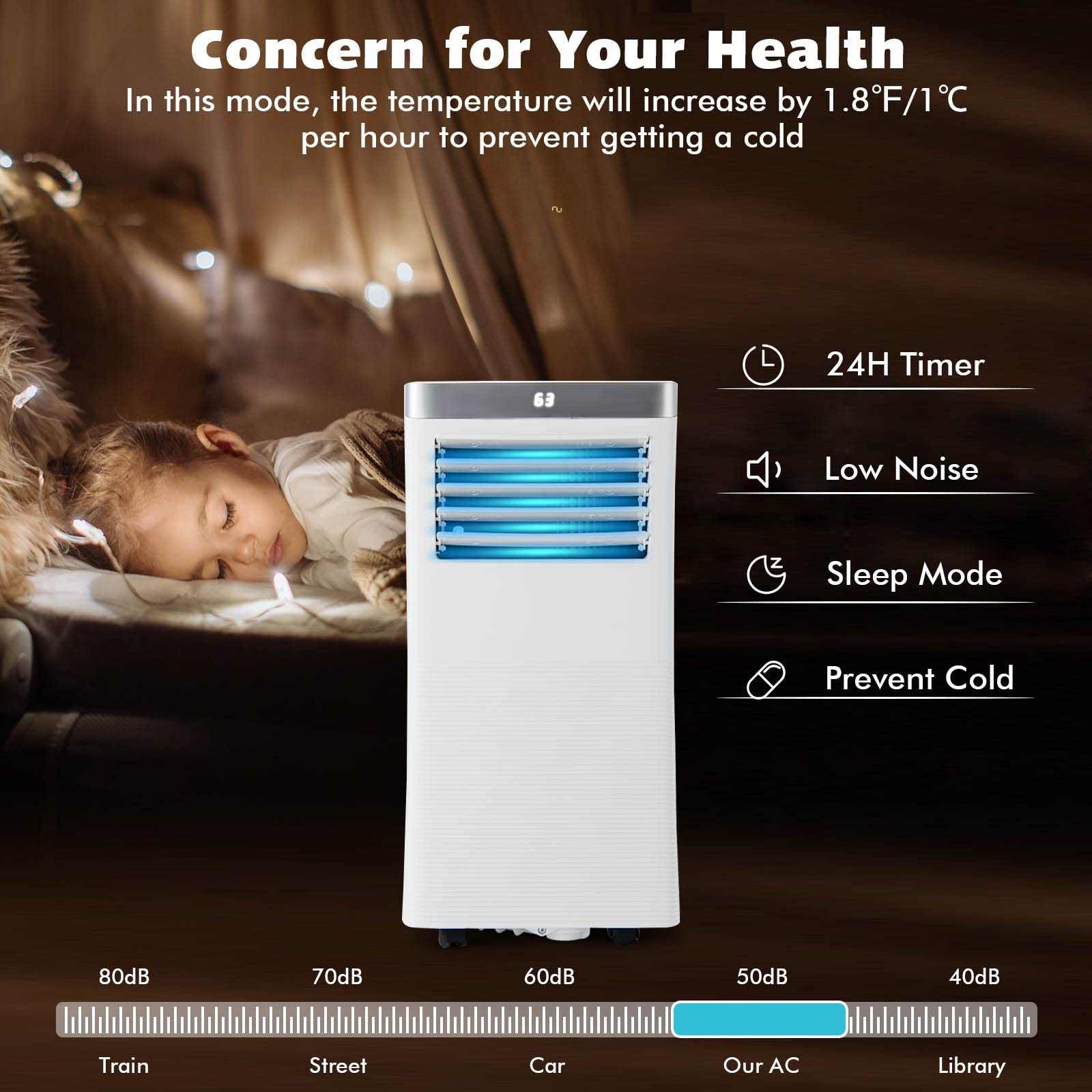 GOFLAME 8000BTU Portable Air Conditioner - 3-in-1 Cooling Fan, Dehumidifier & Air Cooler with Remote Control | Quiet Sleep Mode, 2 Speed Settings, 24H Timer | Includes Window Kit for Home, Office, Bedroom & Small Spaces (White)