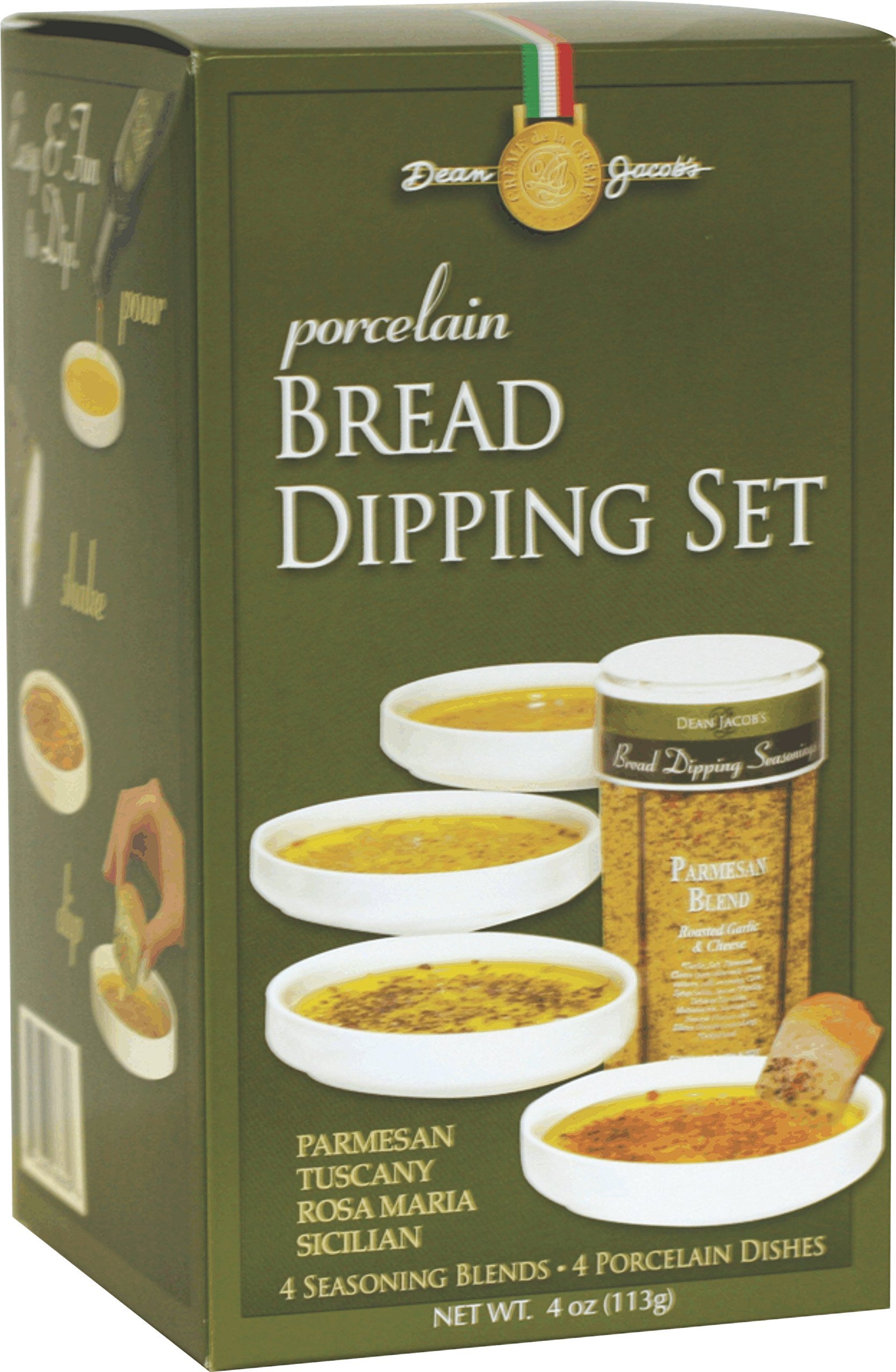 Dean Jacob's Porcelain 5-Piece Bread Dipping Set - Elegant Olive Oil & Balsamic Vinegar Serving Platter with Small Bowls - Perfect for Entertaining, Dinner Parties & Italian Cuisine