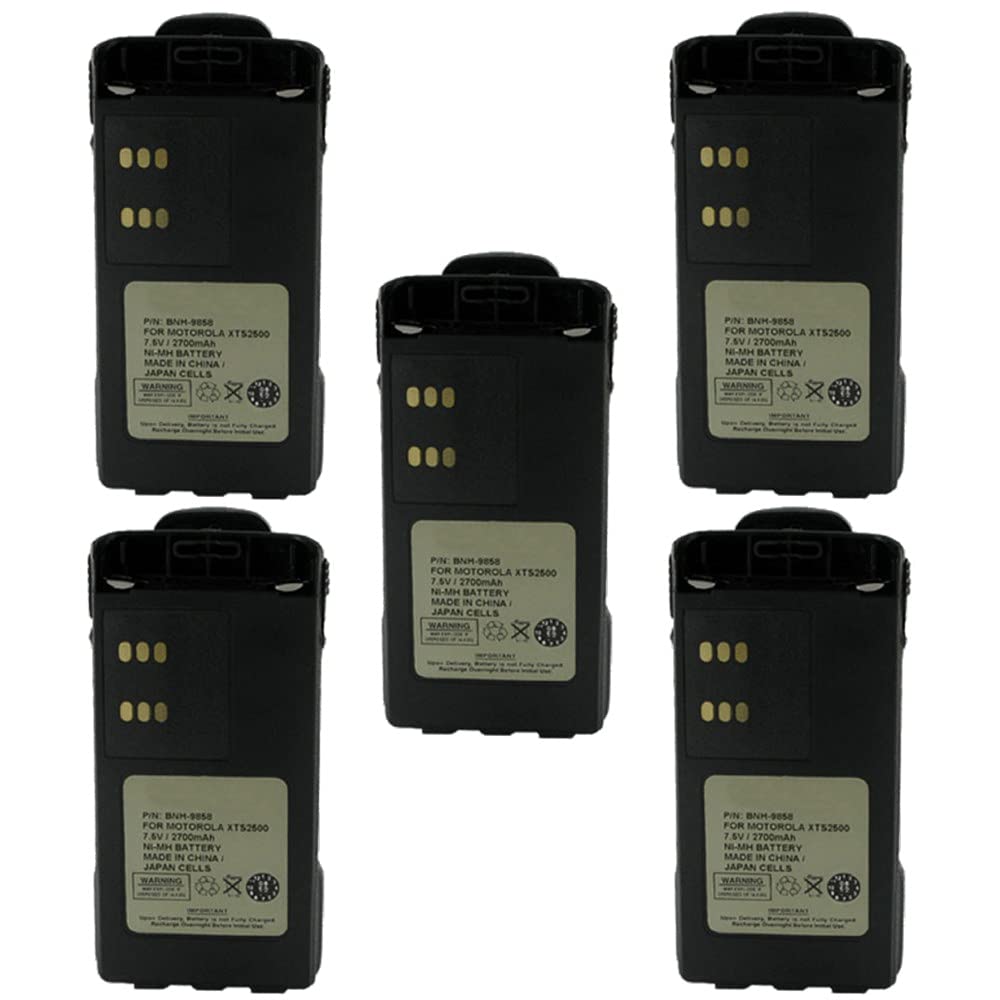 Synergy Digital 2-Way Radio Batteries for Motorola NNTN7554 & NTN9858 - Ni-MH 7.5V 2700mAh Rechargeable Battery Pack (5-Pack) - Perfect for Business Communication, Security Teams, and Outdoor Adventures