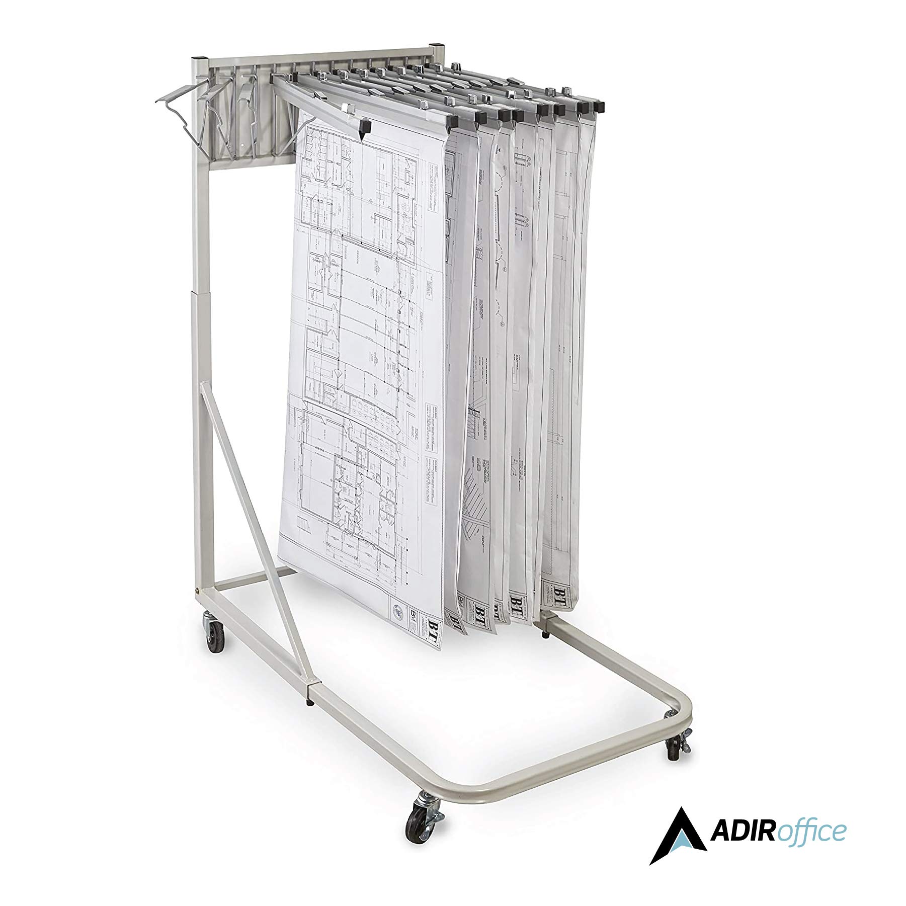 Adir Mobile Blueprint Holder - Heavy Duty Construction Plan Rack, Wall Mounted Map Organizer, Job Site Blueprint Display Stand for Architects, Engineers & Contractors - Perfect for Office, Construction Site & Home Studio (Without Clamps)