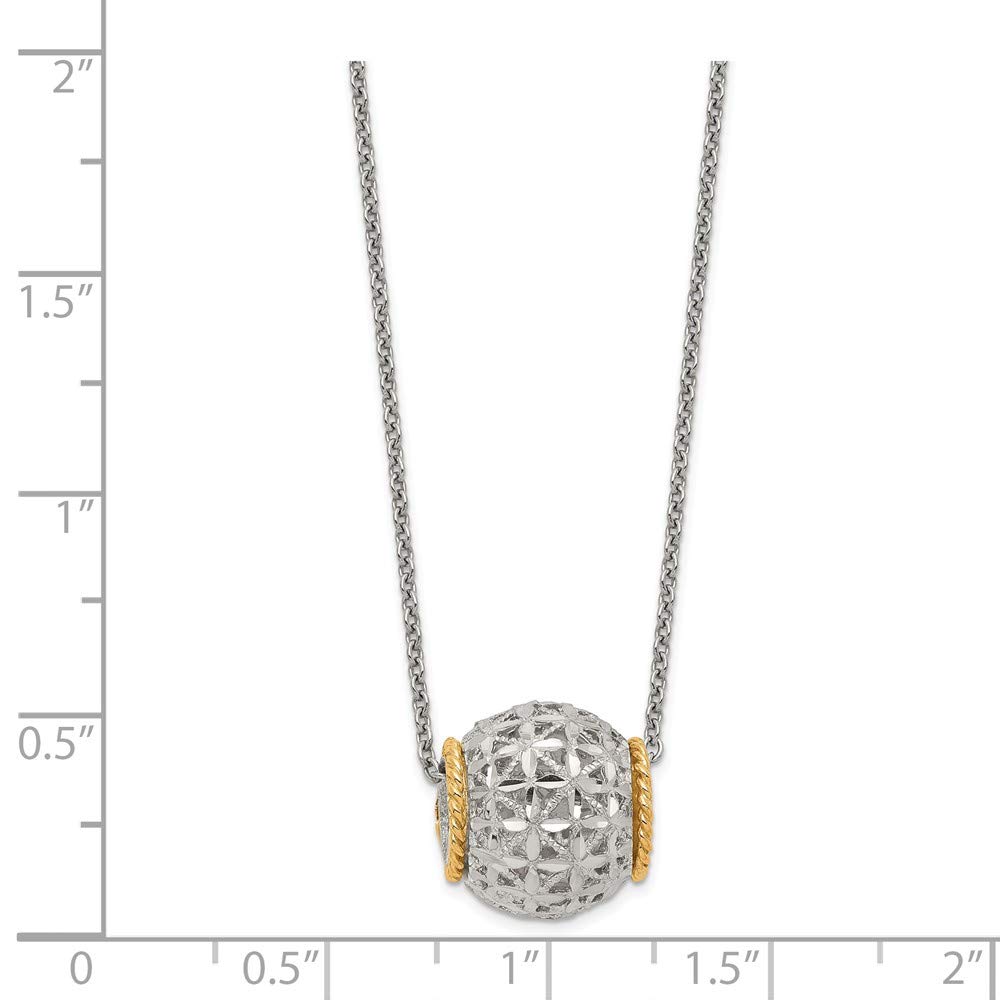 14K Gold & 925 Sterling Silver 18 Spinner Barrel Pendant Necklace with Lobster Clasp - Elegant Layering Jewelry for Women, Perfect for Everyday Wear, Gifts & Special Occasions