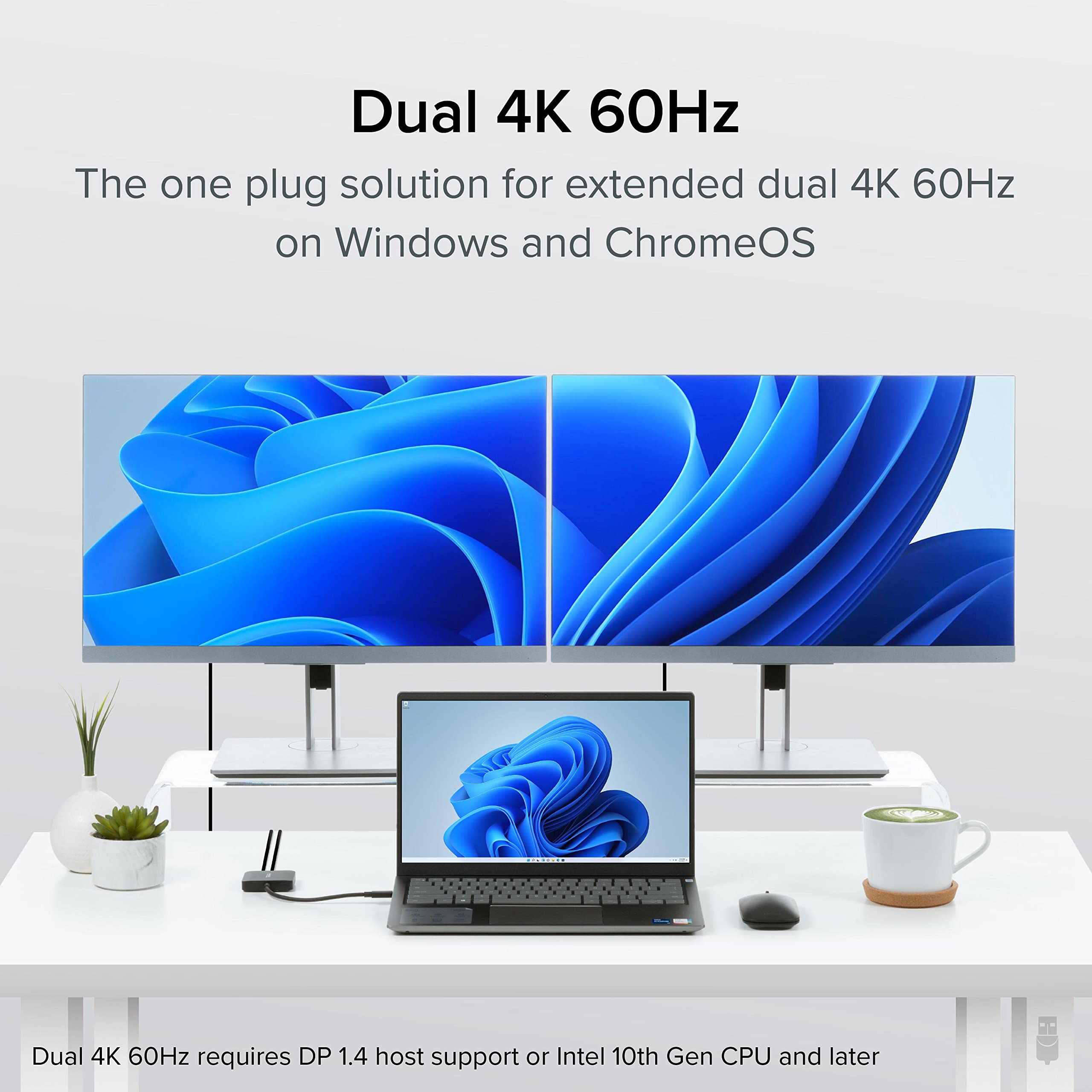 Plugable USB C to HDMI Adapter for Dual Monitors - 4K 60Hz USB C Hub for Windows & Chromebook - Driverless Plug & Play - Perfect for Home Office, Gaming & Video Conferencing