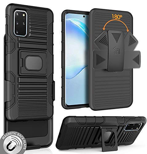 **Rugged Ring Grip Case with Clip for Samsung Galaxy S20 Plus – Shockproof Protective Cover with Stand, Built-in Mounting Plate & Belt Holster – Perfect for Work, Outdoor & Active Lifestyles**
