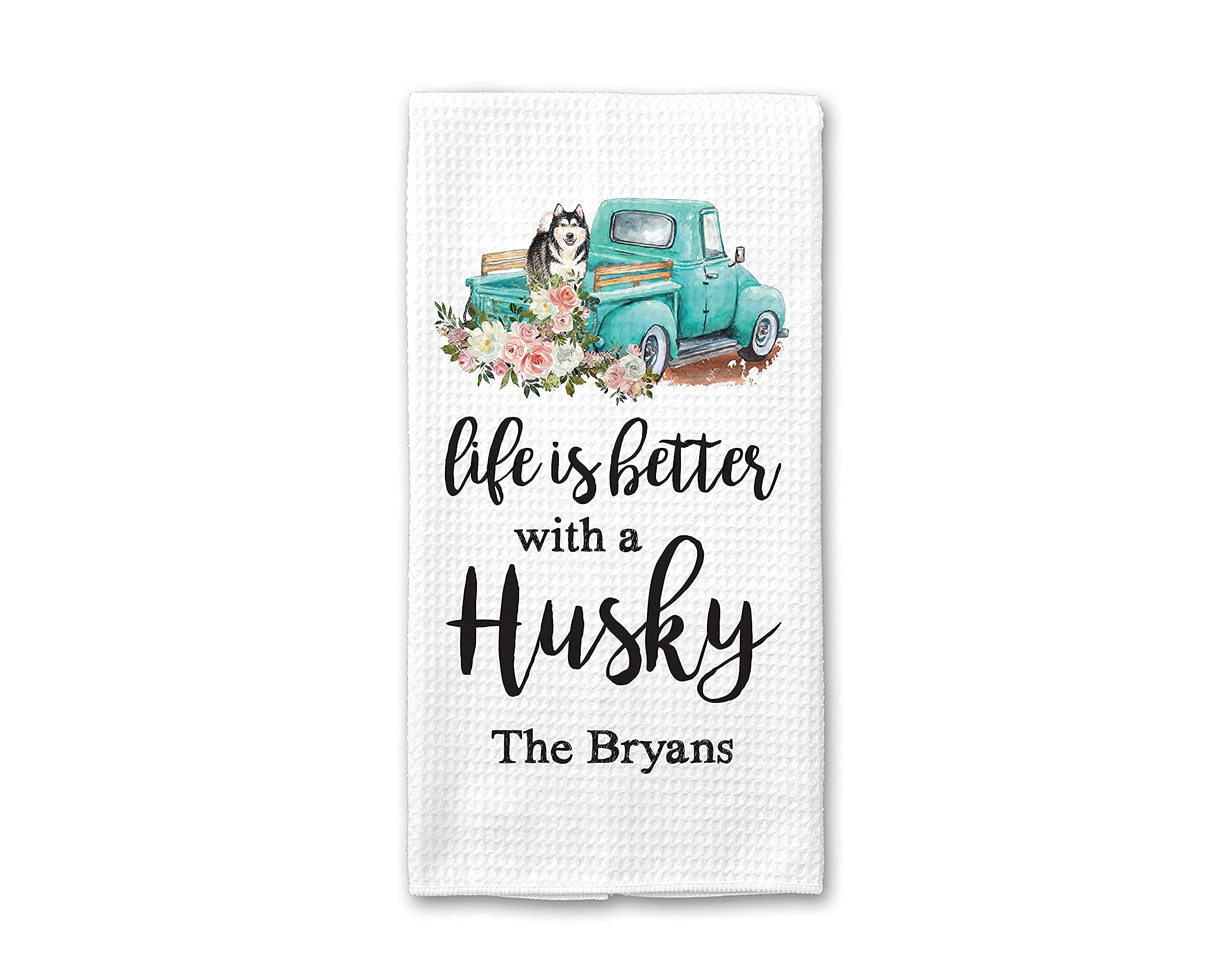 Life is Better With a Husky Kitchen Towel - Personalized Dog Lover Gift for Husky Owners | Absorbent Tea Towel & Hand Towel for Kitchen Decor | Perfect for Dog Themed Kitchens, Housewarming Gifts & Pet Lover Accessories