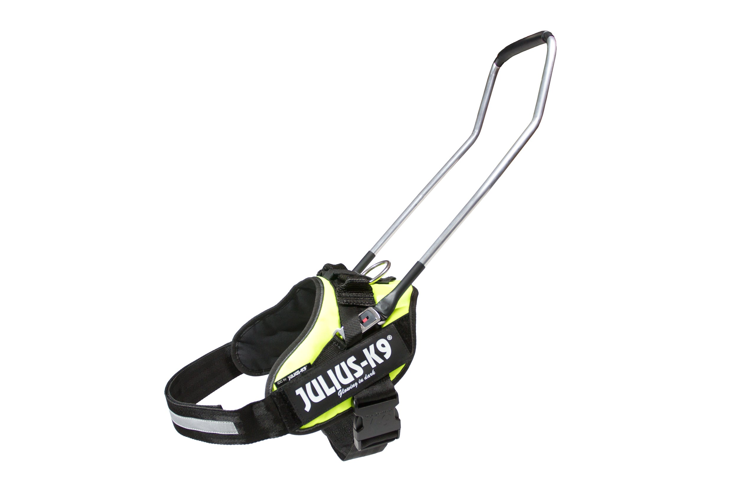 Julius-K9 IDC Harness for Blind & Guide Dogs - Adjustable with Aluminum Handle, Size 3, High-Visibility Neon - Perfect for Service Dogs, Mobility Assistance & Nighttime Safety