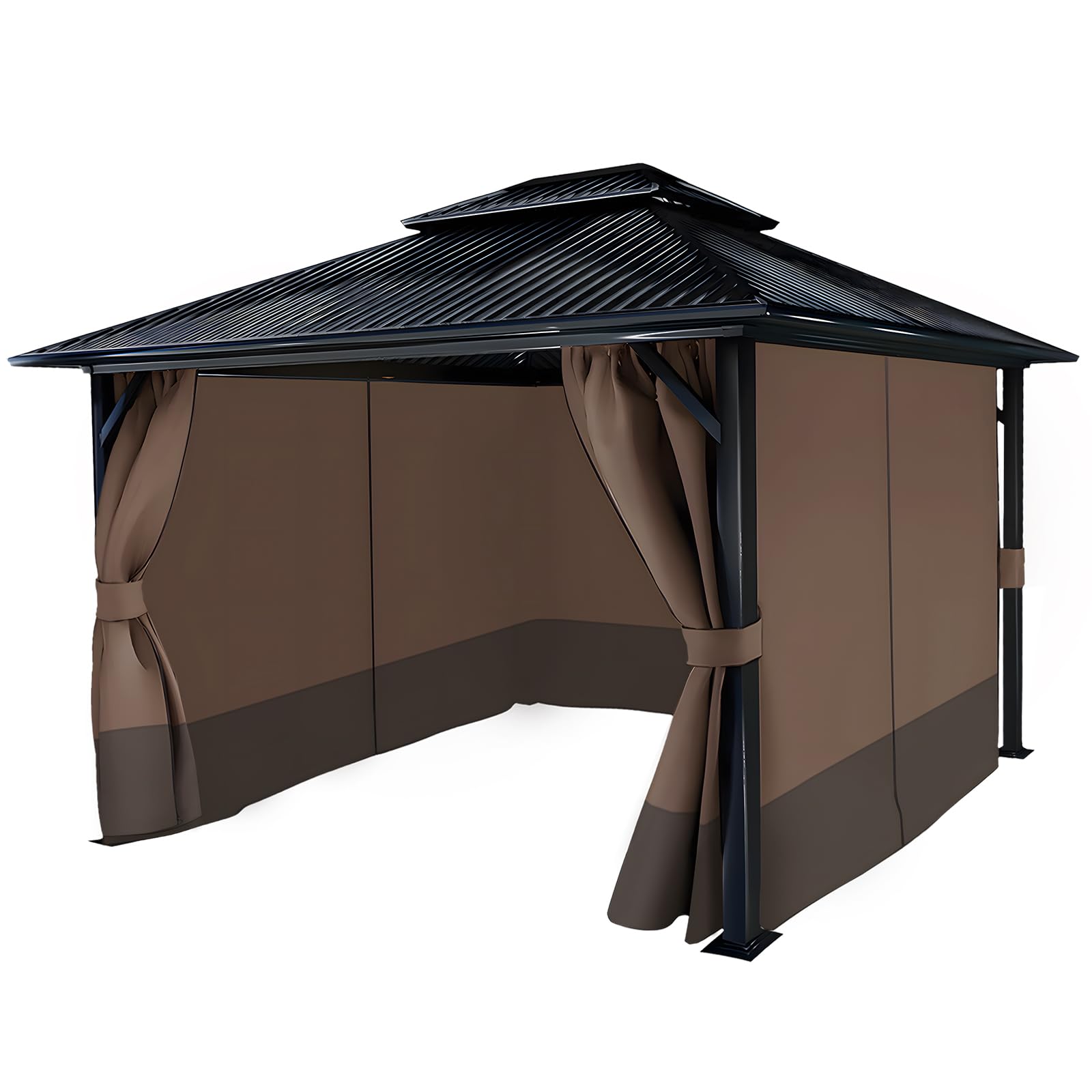 COWVIE 10x12 Feet 4-Panel Gazebo Replacement Curtains - Outdoor Patio Privacy Sidewalls with Double Zipper, Waterproof Sun Shade Canopy Accessories for Backyard, Deck, Garden, and Poolside Use
