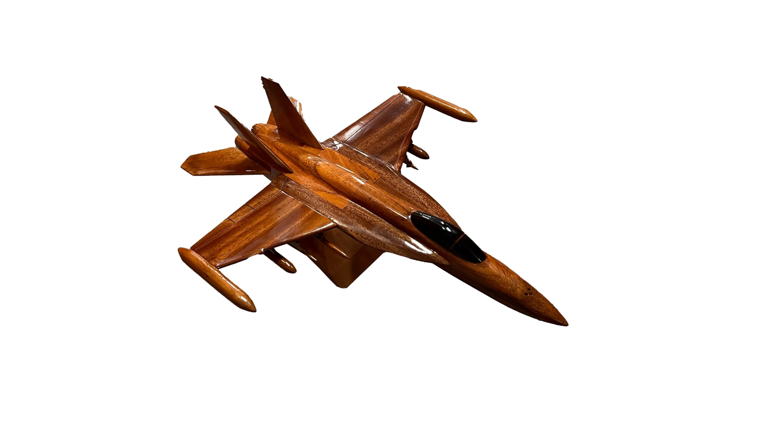 F18 Hornet Desktop Model - Handcrafted Mahogany Wood Fighter Jet Plane - Perfect for Office Decor, Aviation Enthusiast Gifts & Military Collectors Display