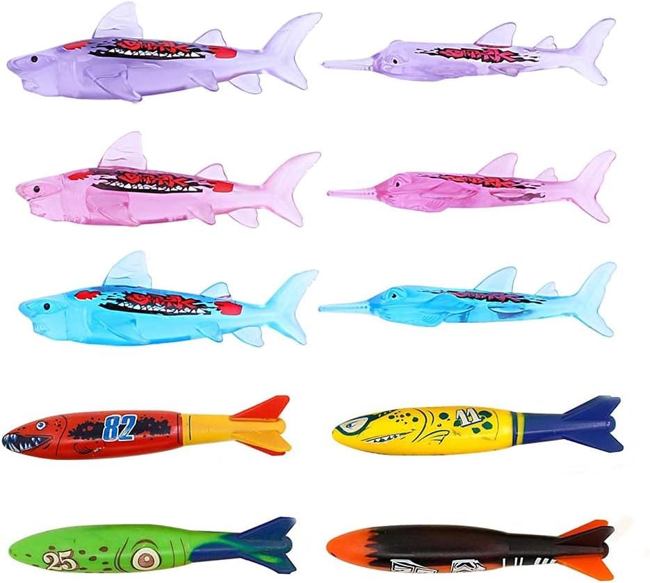ZHFUYS Transparent Shark Pool Toy - Throwing Torpedo Swimming & Diving Toy for Kids - Fun Water Games, Pool Party, Beach Activities