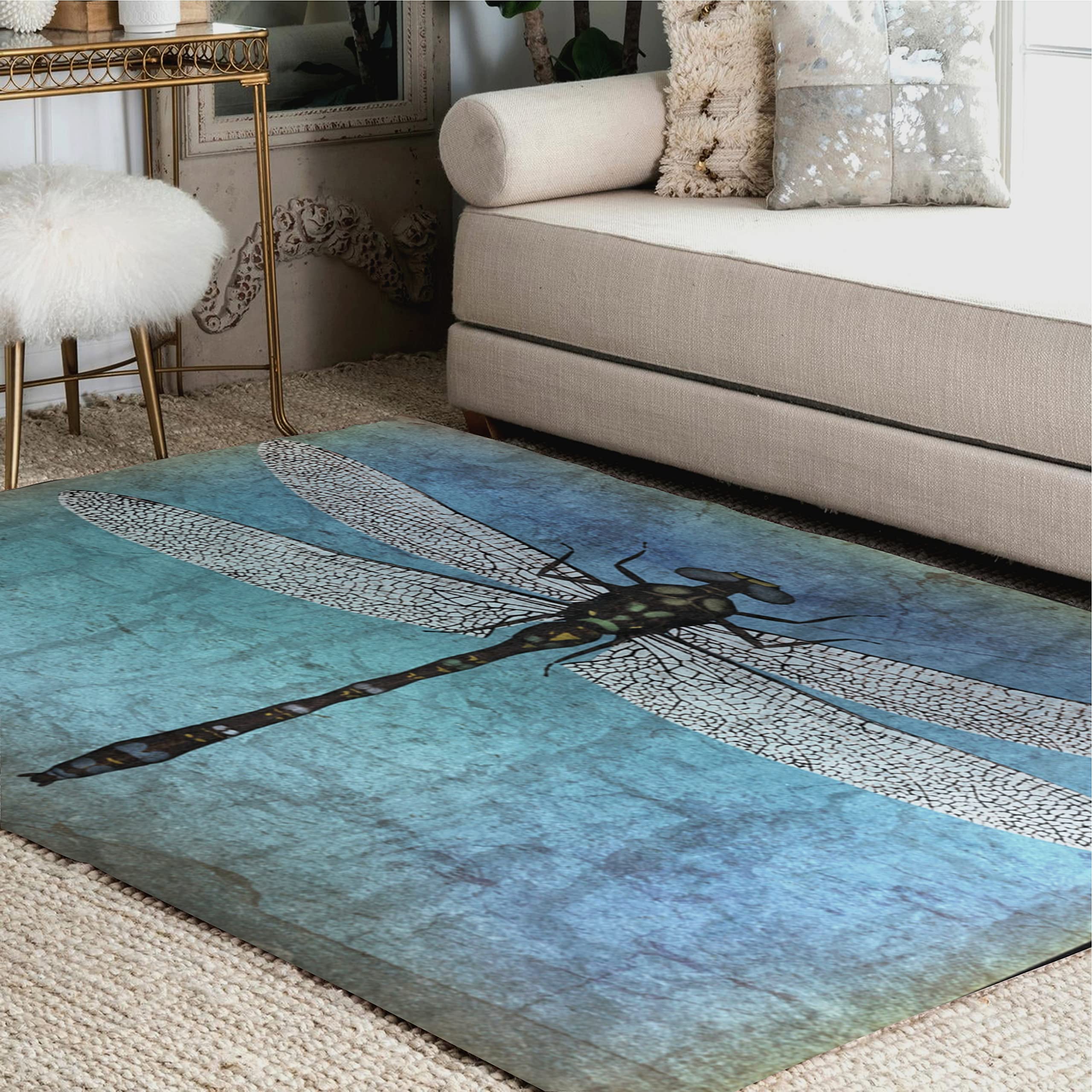 ALAZA Vintage Dragonfly Art Area Rug - 5'3