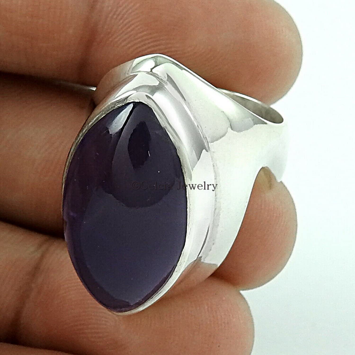Genuine Amethyst Cabochon Ring - February Birthstone Jewelry for Women | Boho Chic, Promise & Friendship Ring | Size 7 | Perfect for Valentine's Day, Anniversary Gifts & Everyday Wear