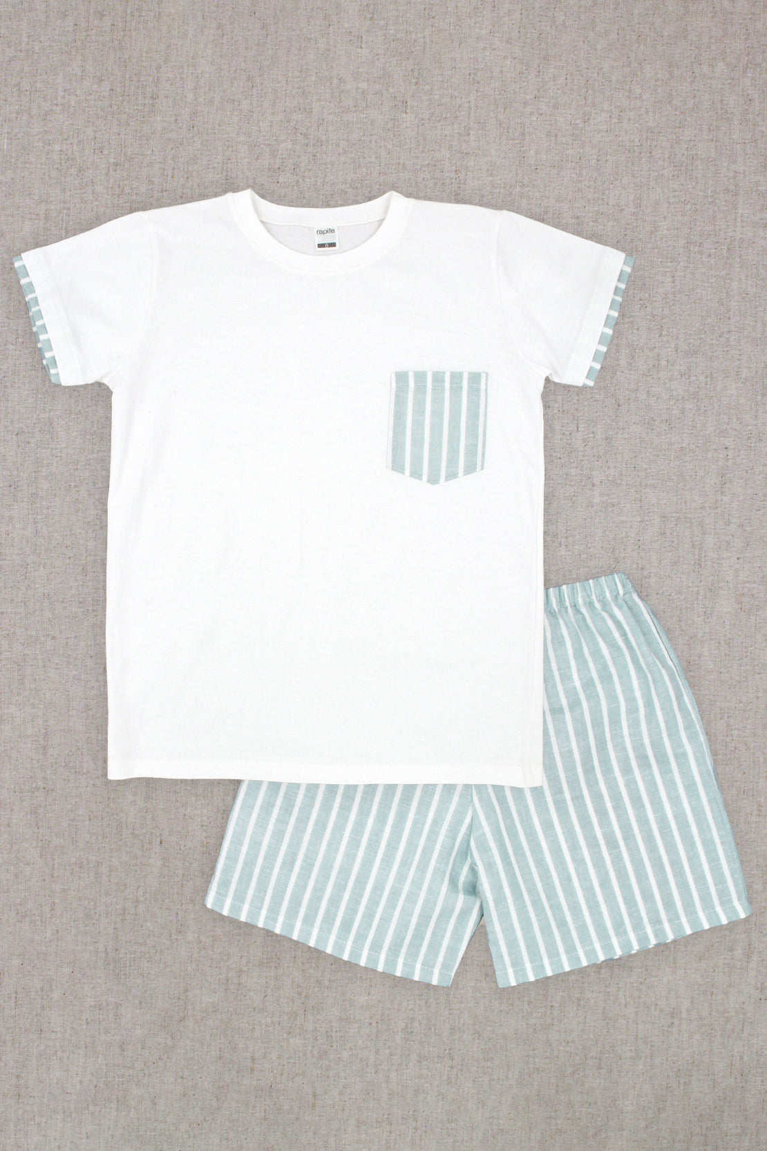 Silas Light Teal Striped T-Shirt & Shorts Set - Casual Summer Outfit for Men | Perfect for Beach, Vacation, and Everyday Wear