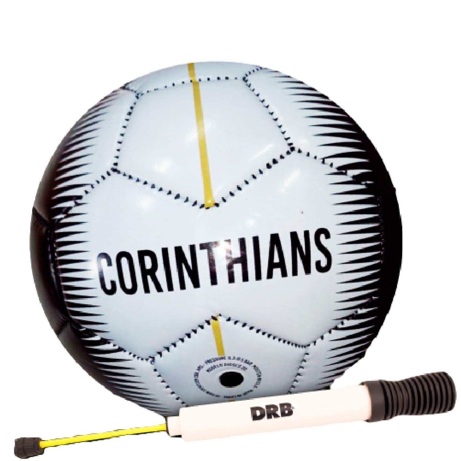 DRB Corinthians Soccer Ball Size N2 & N5 - Professional Training Soccer Ball with Pump | Machine-Stitched Durable PVC/PU Surface | Perfect for Practice, Games & Training | Ideal for Kids & Adults | Indoor & Outdoor Use