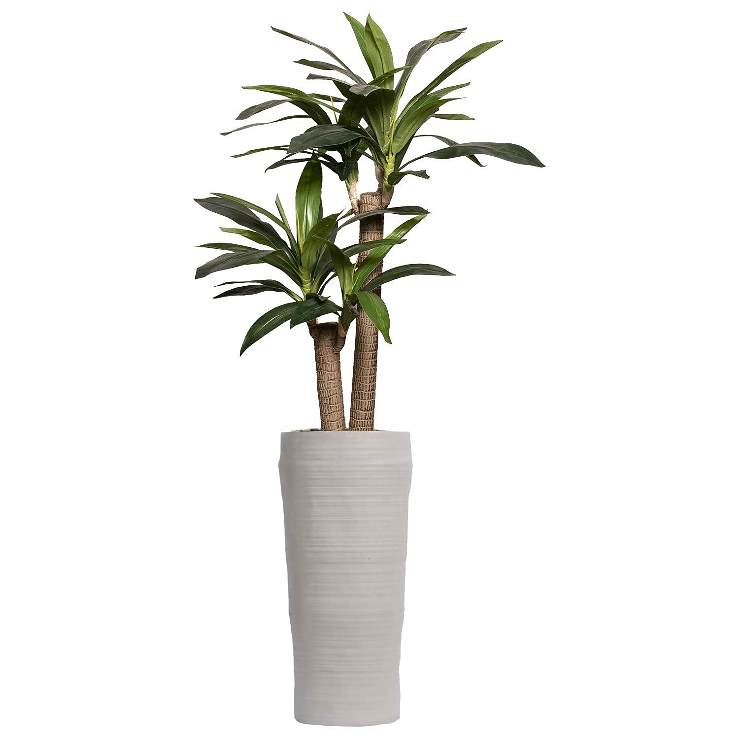 Vintage Artificial Faux Dracaena Corn Plant with Fiberstone Planter - 5ft Tall Fake Indoor Tree for Home Office Decor, Housewarming Gift, Living Room Bedroom Decoration - Low Maintenance Houseplant Alternative