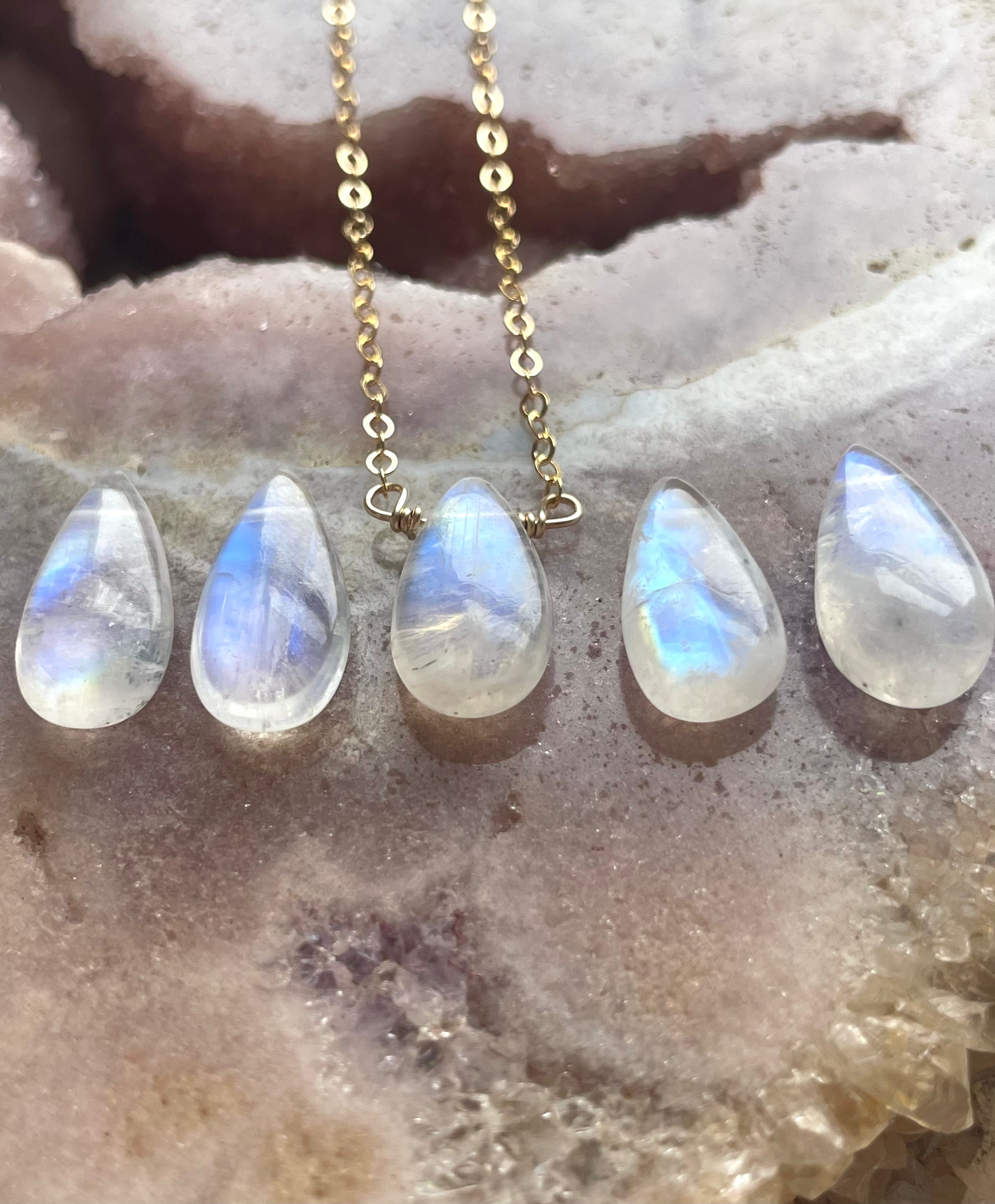 Tiny Rainbow Moonstone Pendant Necklace - Sterling Silver or Gold Filled - Elegant Boho Jewelry for Women, Perfect for Everyday Wear & Special Occasions