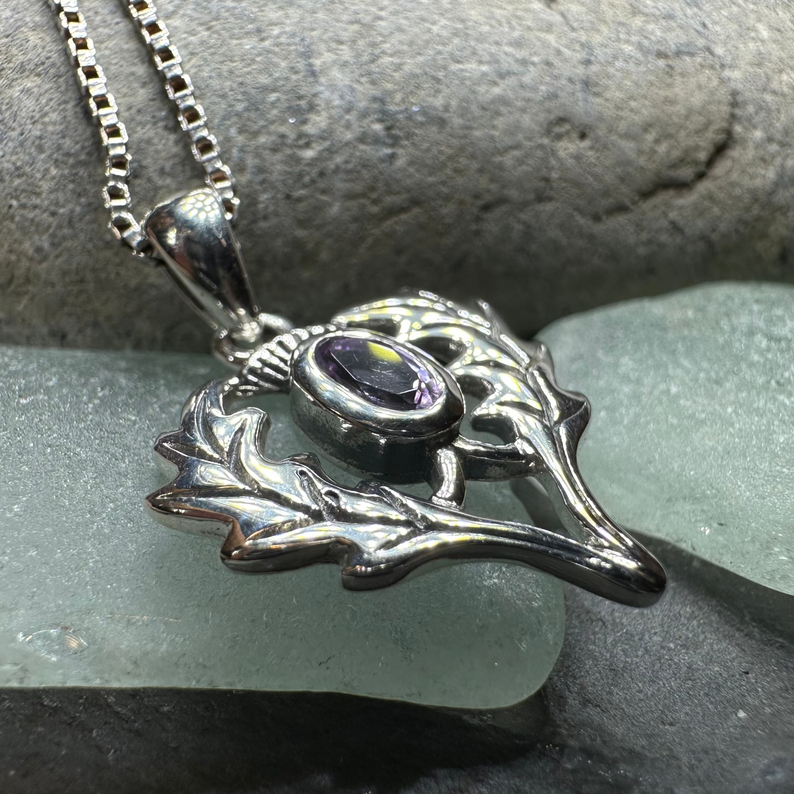 Argyll Thistle Necklace for Women - Scottish Thistle Pendant with Sterling Silver Chain - Perfect for Celtic Jewelry Lovers, Birthday Gifts & Special Occasions