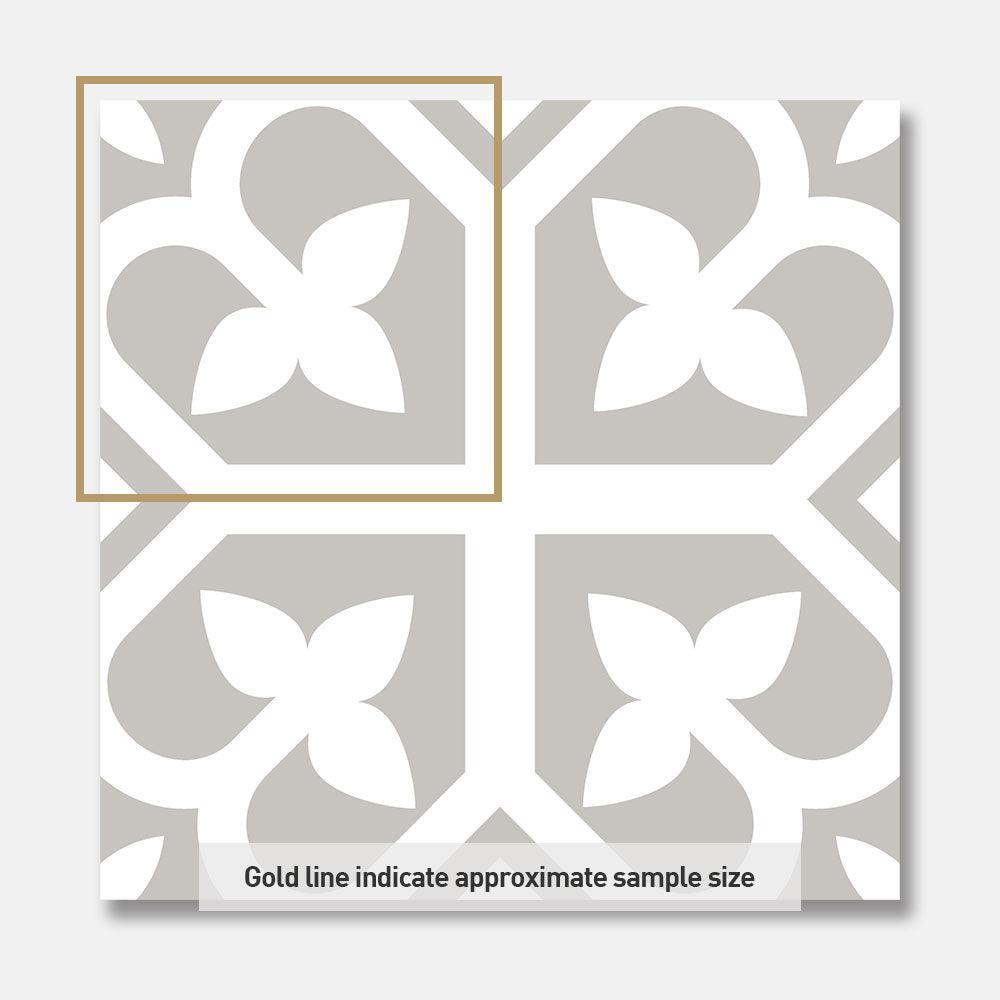 Heritage Lotus Grey Encaustic Look 200x200 Matte Tile - Perfect for Bathroom Floors, Kitchen Backsplashes, and Shower Walls