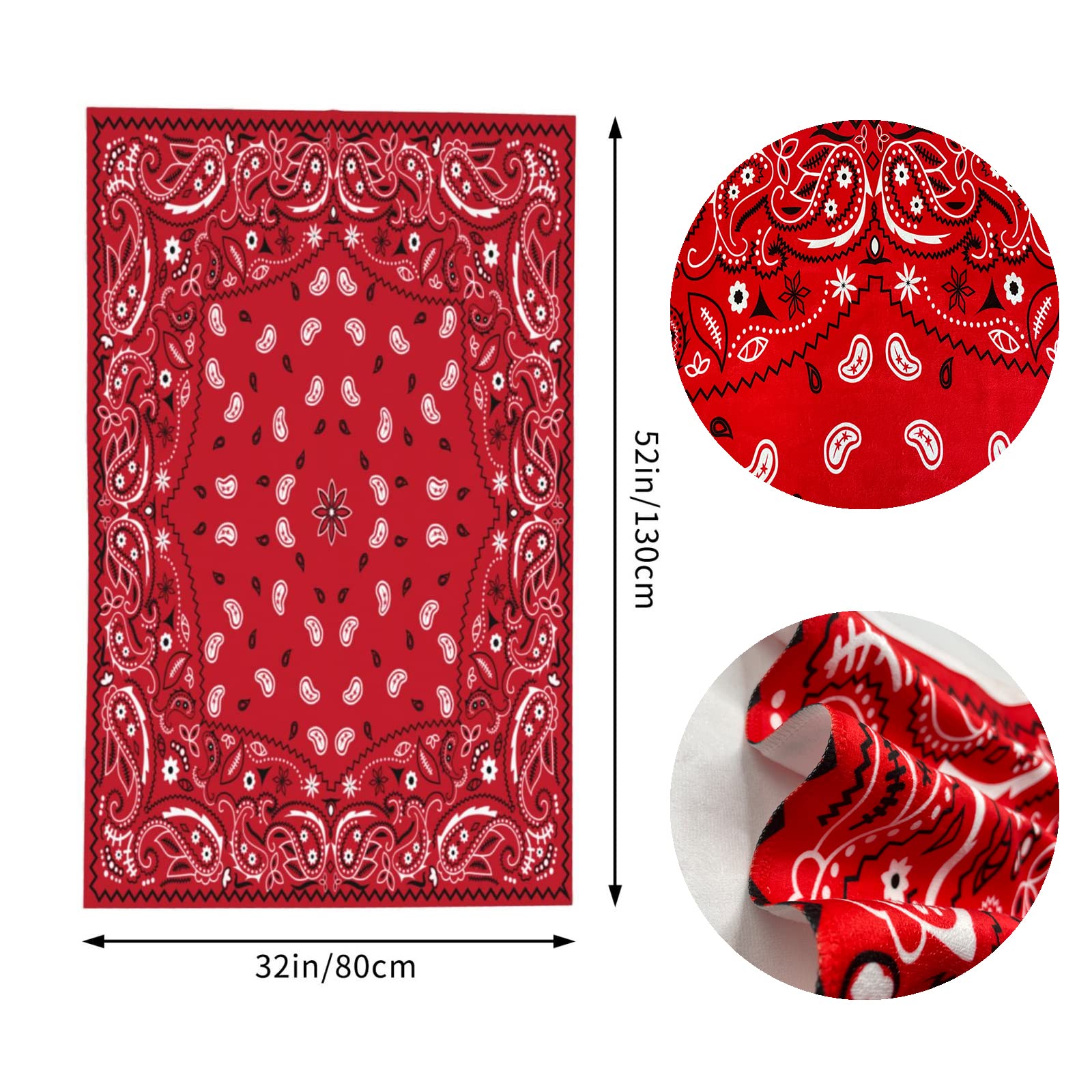 Feelacle Paisley Red Bandana Sand Free Beach Towel - Super Absorbent Large Bath Towel for Swimming, Bathroom, Spa & Pool - Perfect for Beach Outings, Yoga, Picnics and Summer Travel