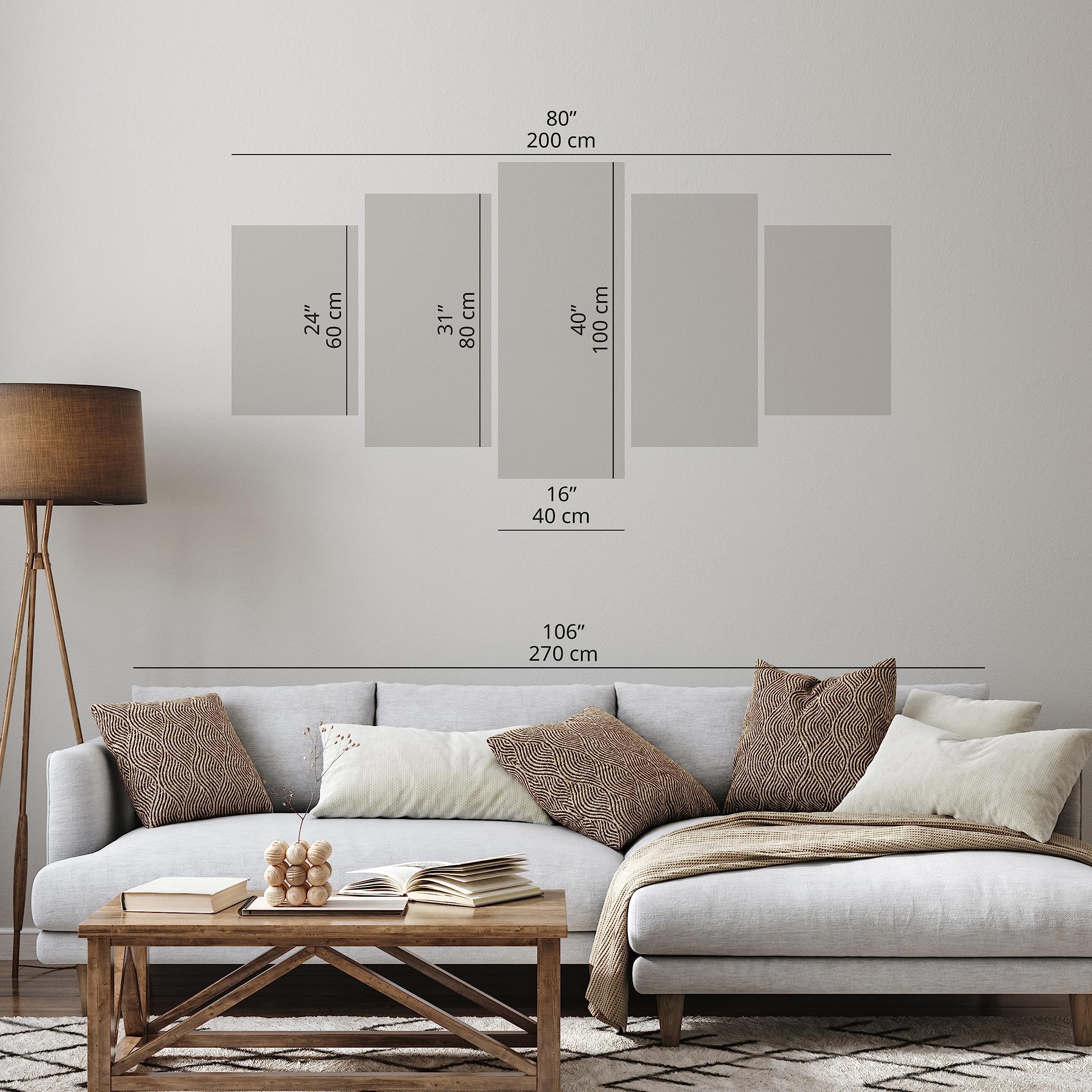 Abstract Couple Canvas Wall Art Print - 5-Piece Framed Stretched Painting Set (80x40 inches) for Living Room & Bedroom Decor | Modern Home Artwork | Ready-to-Hang Picture Collection