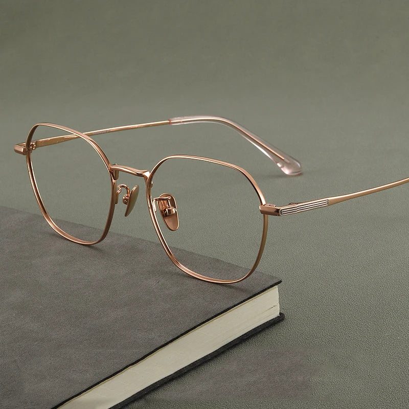 Bclear Unisex Full Rim Polygon Titanium Eyeglasses 86672 - Lightweight Durable Frame for Men & Women - Perfect for Reading, Work, and Everyday Wear