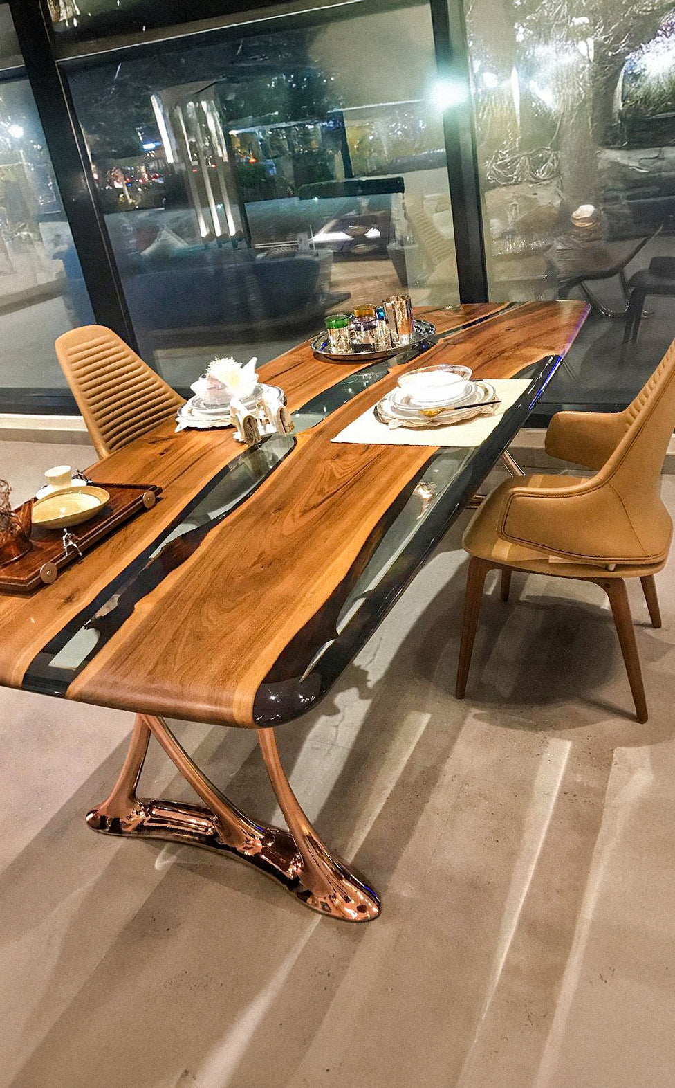 Custom Epoxy Resin Dining Table - Handmade Osso Wood & Resin Live Edge Table for Modern Dining Room, Kitchen, Restaurant & Office Decor