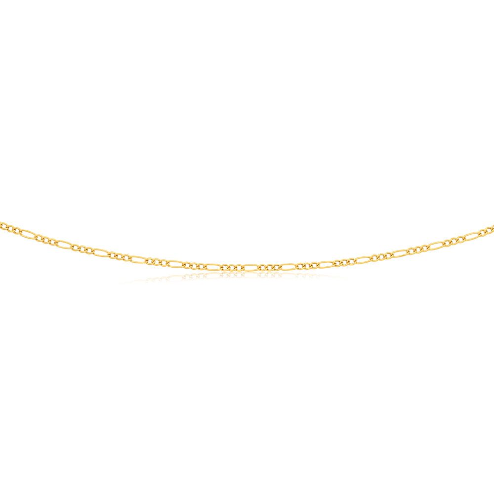 9ct Yellow Gold 3:1 Figaro Chain 45cm (18 Inches) 50 Gauge - Elegant Jewelry for Women, Perfect for Layering, Gift Giving & Everyday Wear