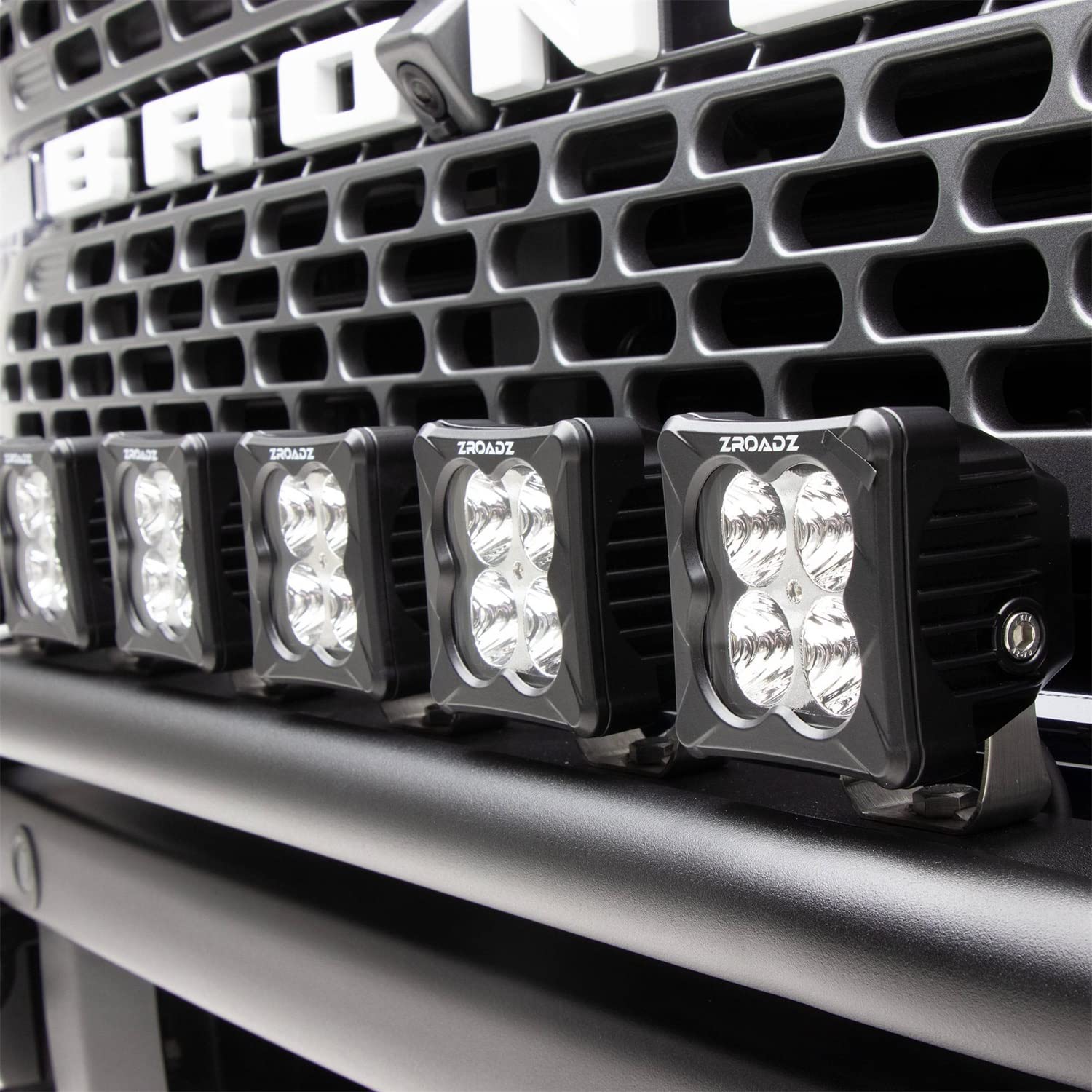 2021-2022 Ford Bronco Front Bumper LED Light Bracket - Compatible with 6x 3