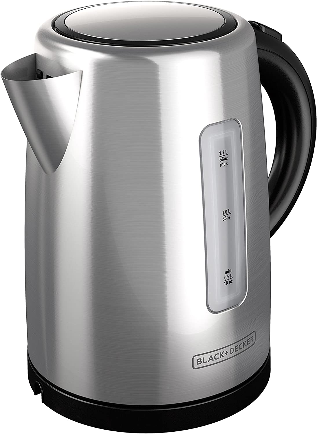 BLACK+DECKER KE2000SD 1.7L Stainless Steel Electric Kettle - Fast Boiling, Auto Shut-Off & Boil-Dry Protection - 110V for Home, Office, Dorm & Travel Use