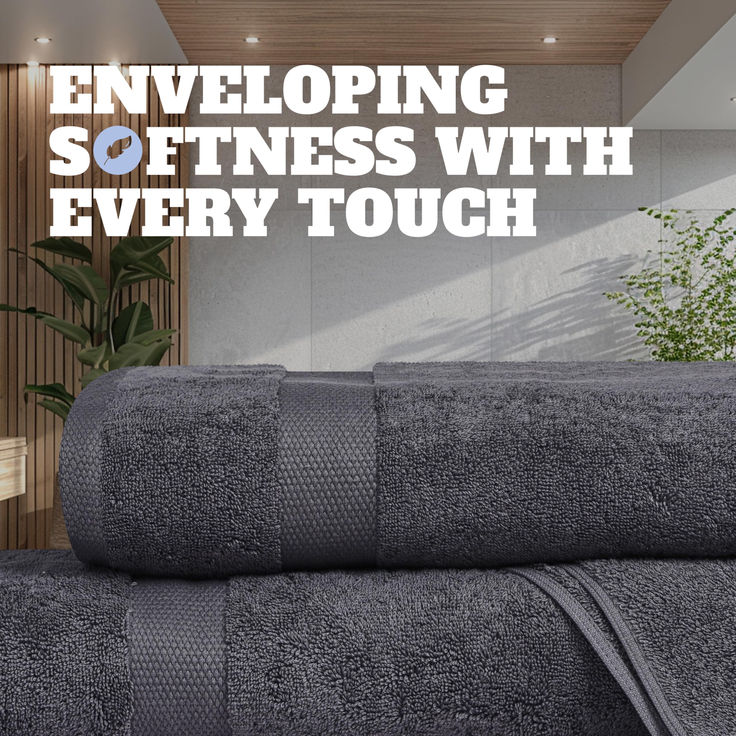 Premium 650 GSM Luxury Bath Towels - Extra Large 35x70 Inches, Ultra Soft & Highly Absorbent - Hotel Quality Oversized Bath Sheets, Quick Dry Cotton Towel Set (Dark Gray, 2 Pack) for Spa, Bathroom & Guest Room Use