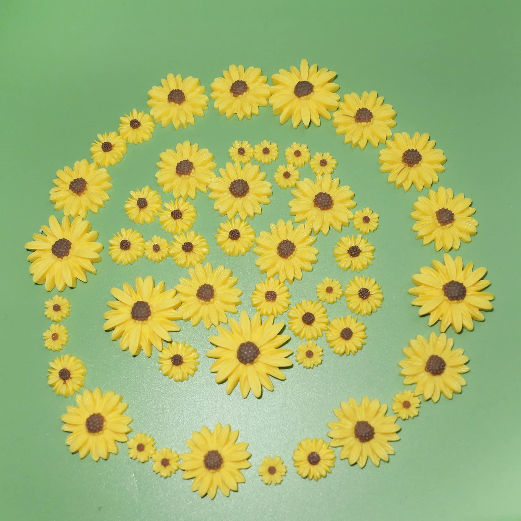 50 Pcs Small Flatback Yellow Resin Sunflower Decorations - DIY Daisy Flowers for Scrapbooking, Craft Projects & Party Decor - No Hole - Perfect for Home Decor, Wedding Centerpieces & Gift Wrapping